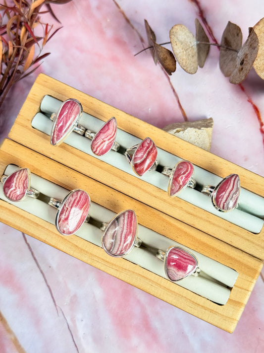 Rhodochrosite Rings