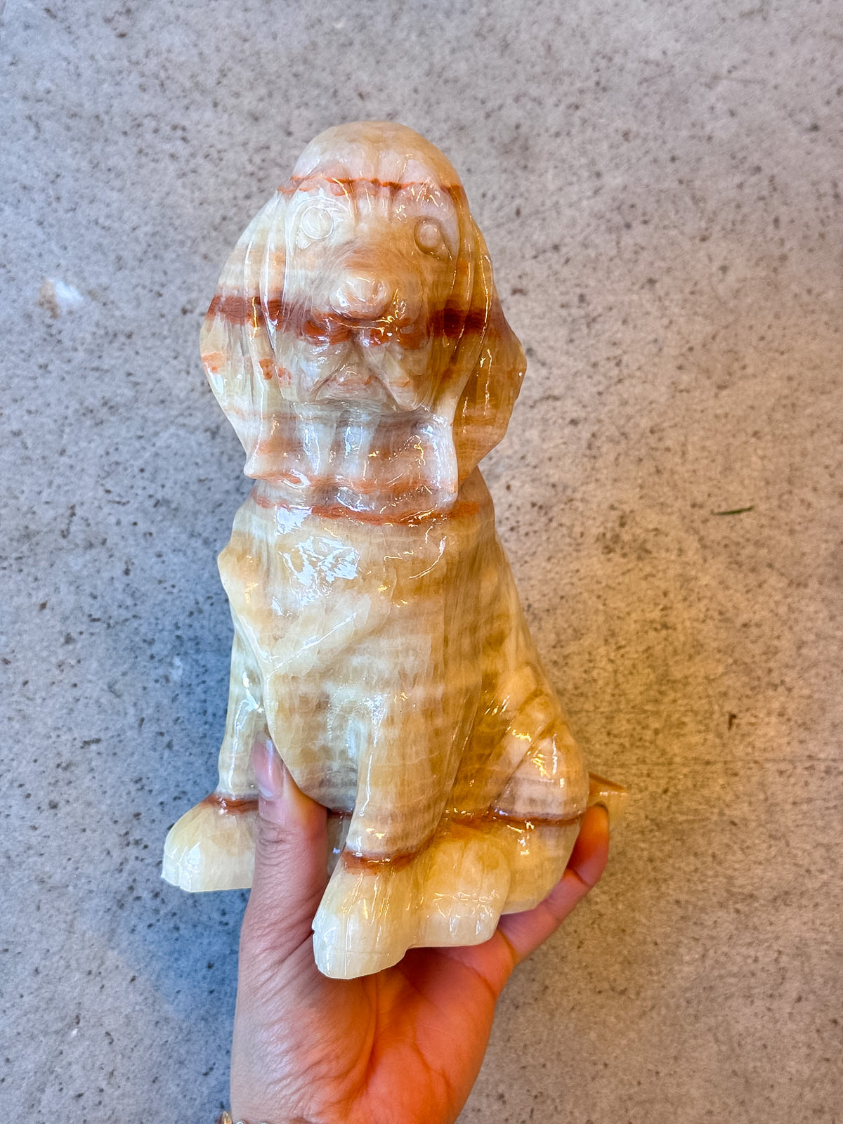 Yellow Calcite Dog Carving