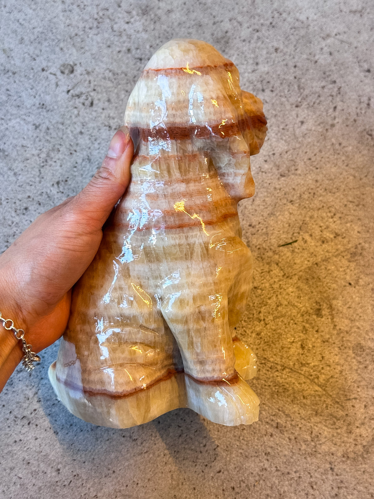 Yellow Calcite Dog Carving