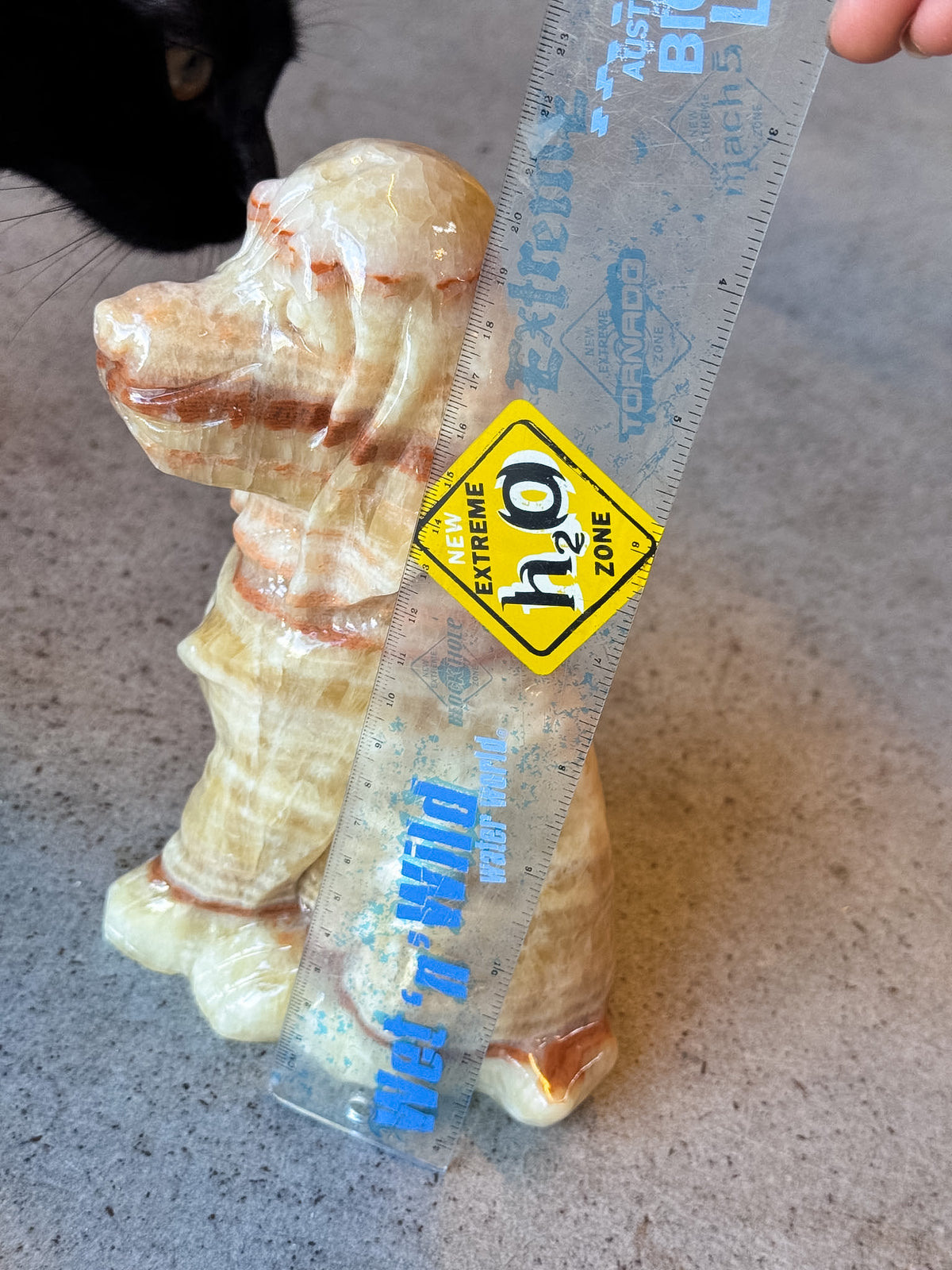 Yellow Calcite Dog Carving