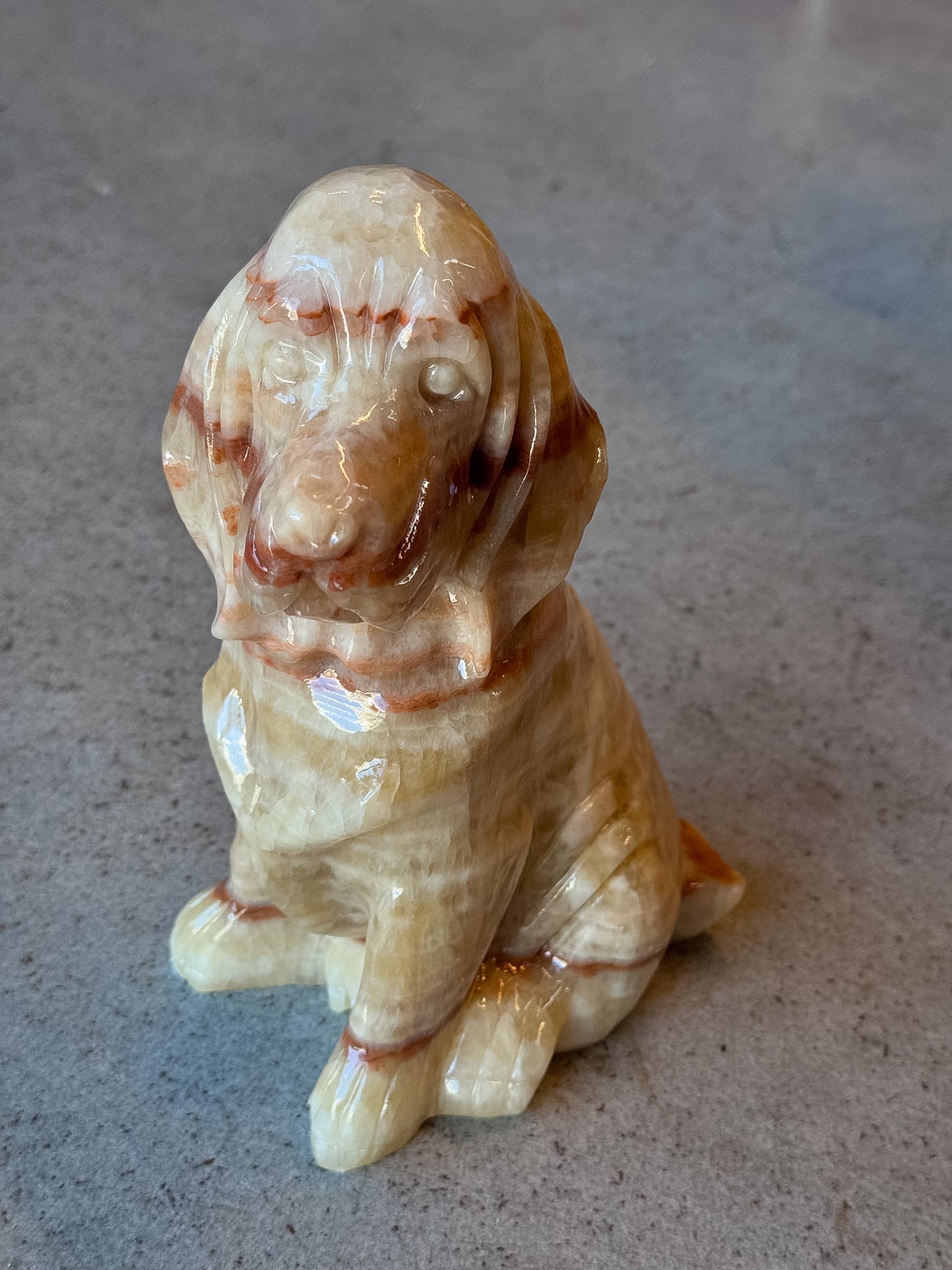 Yellow Calcite Dog Carving