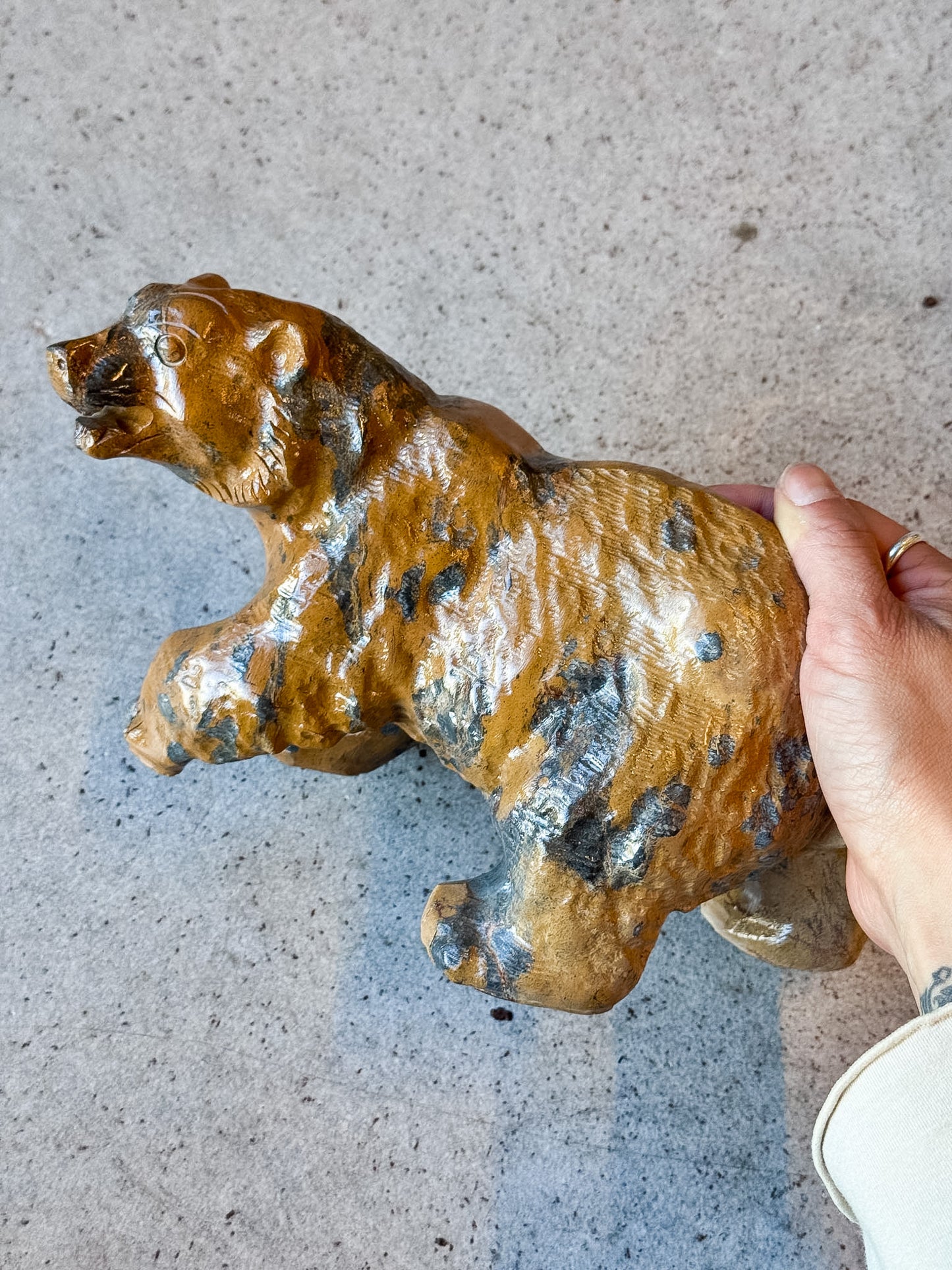 Yellow Jade Bear Carving