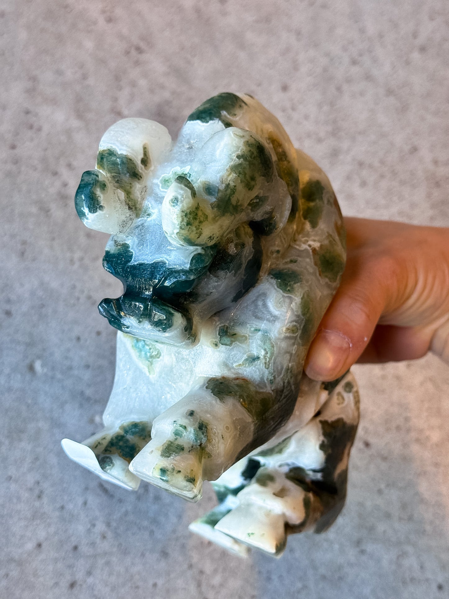 Moss Agate Bull Carving