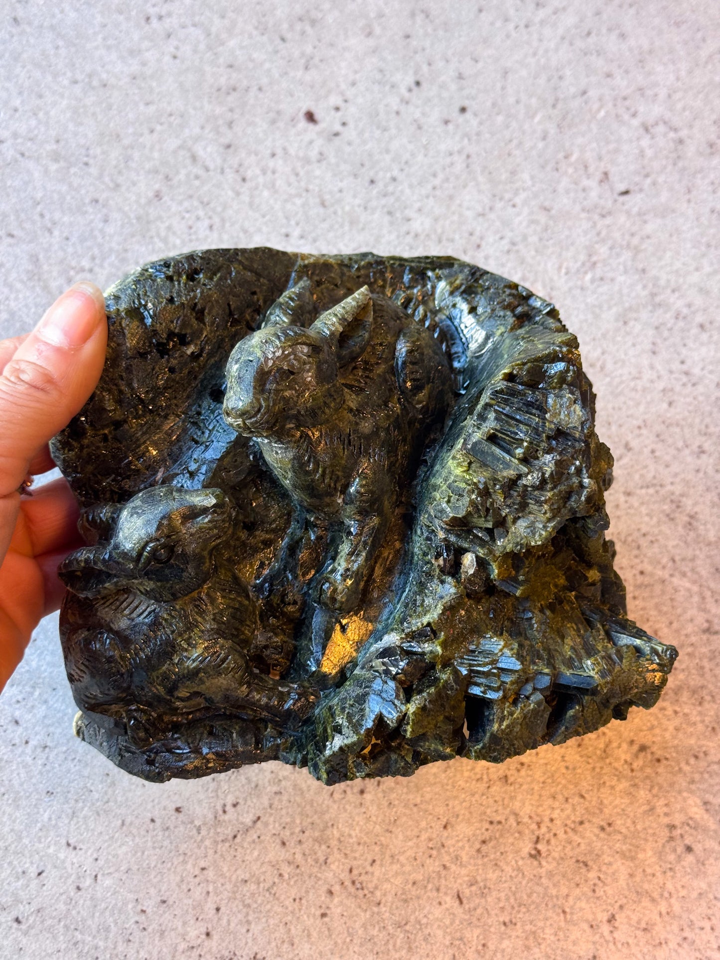 Epidote Rabbit Carving