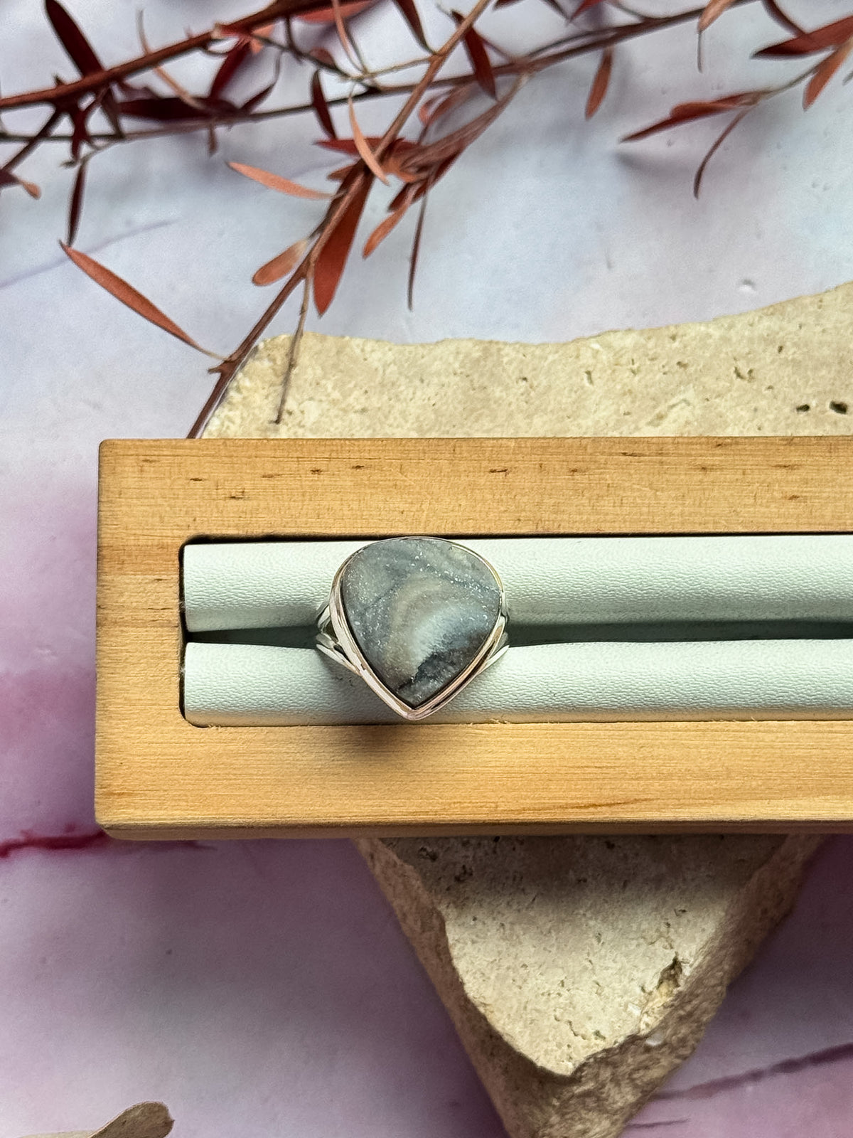 Druzy Desert Agatę Rings