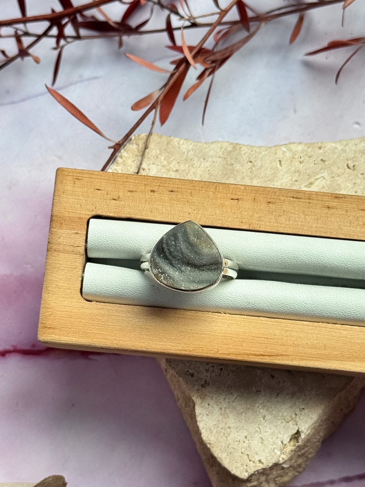 Druzy Desert Agatę Rings