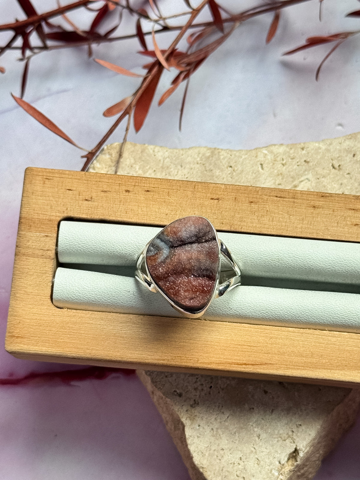 Druzy Desert Agatę Rings
