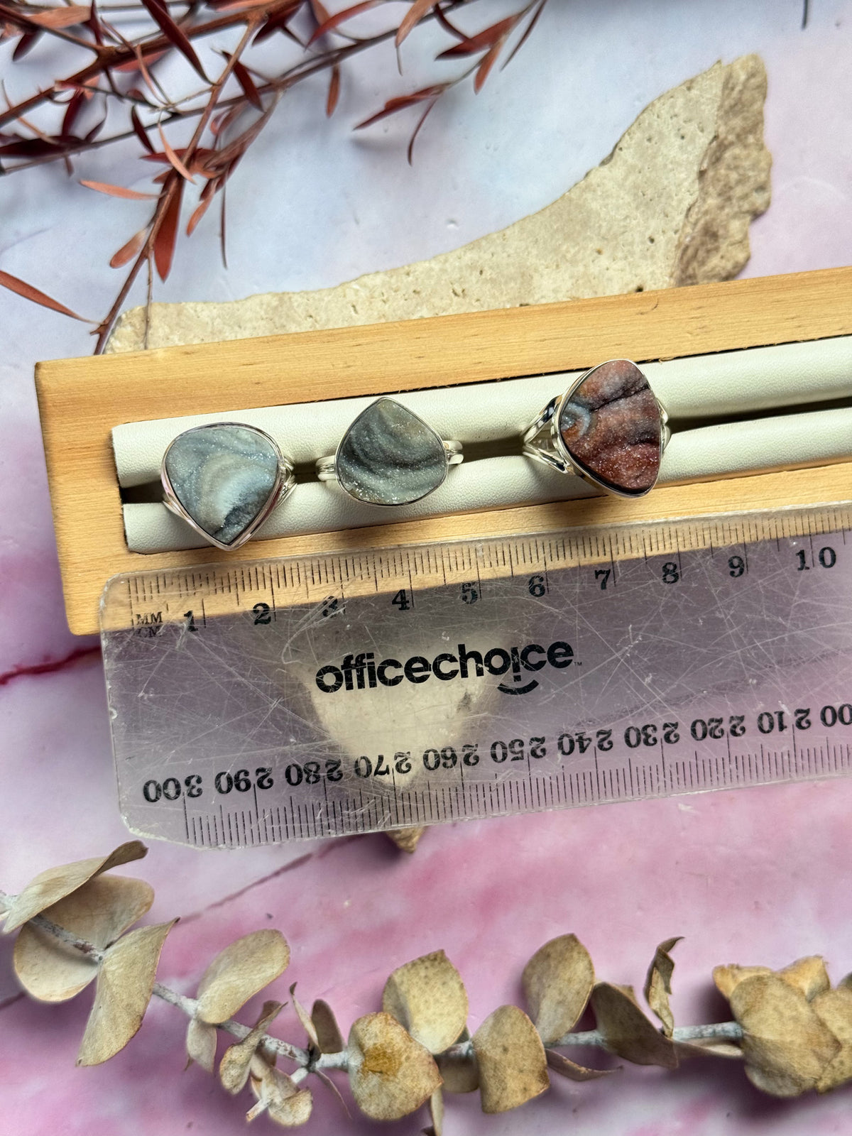 Druzy Desert Agatę Rings