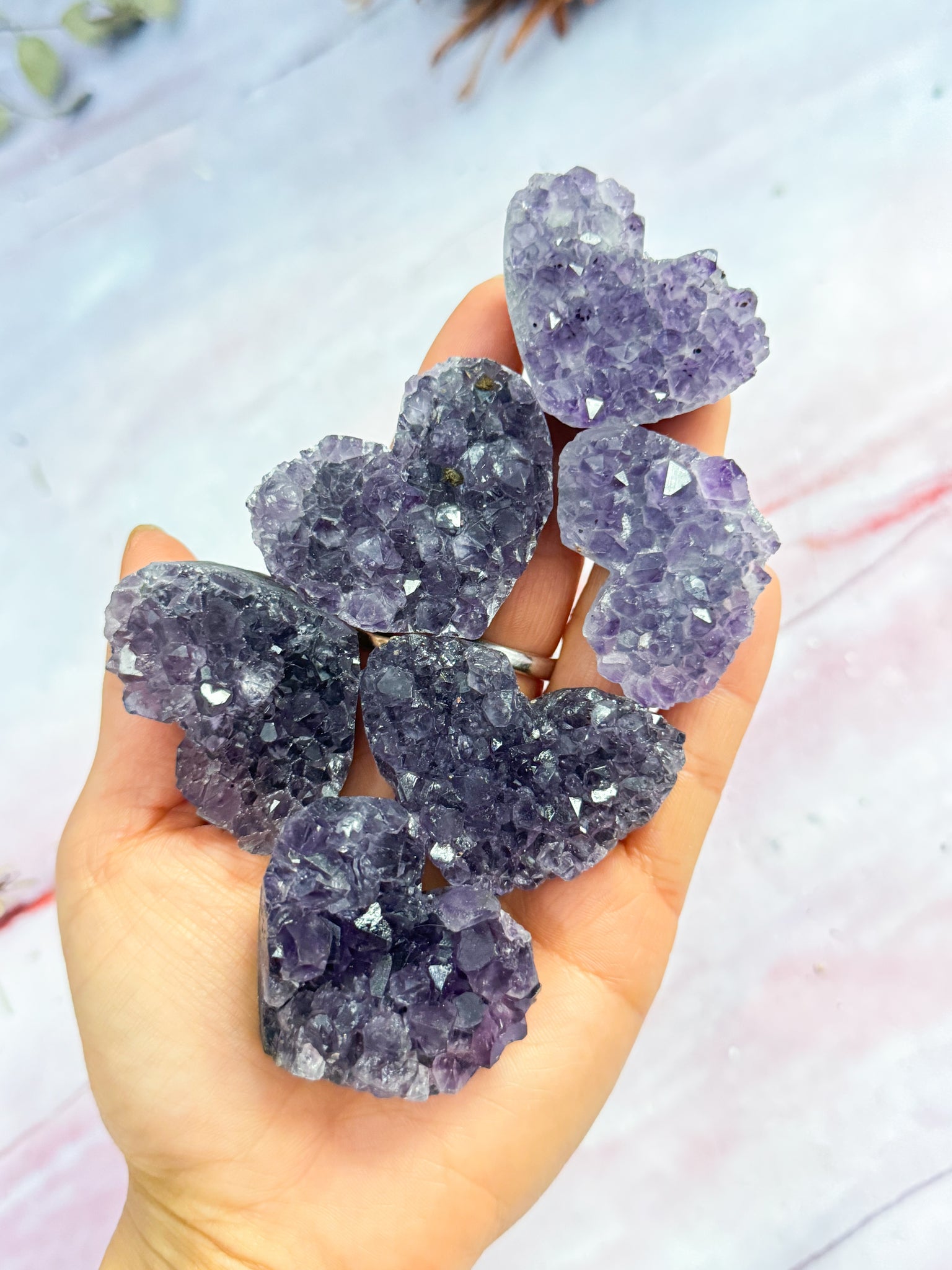 Amethyst Cluster Hearts