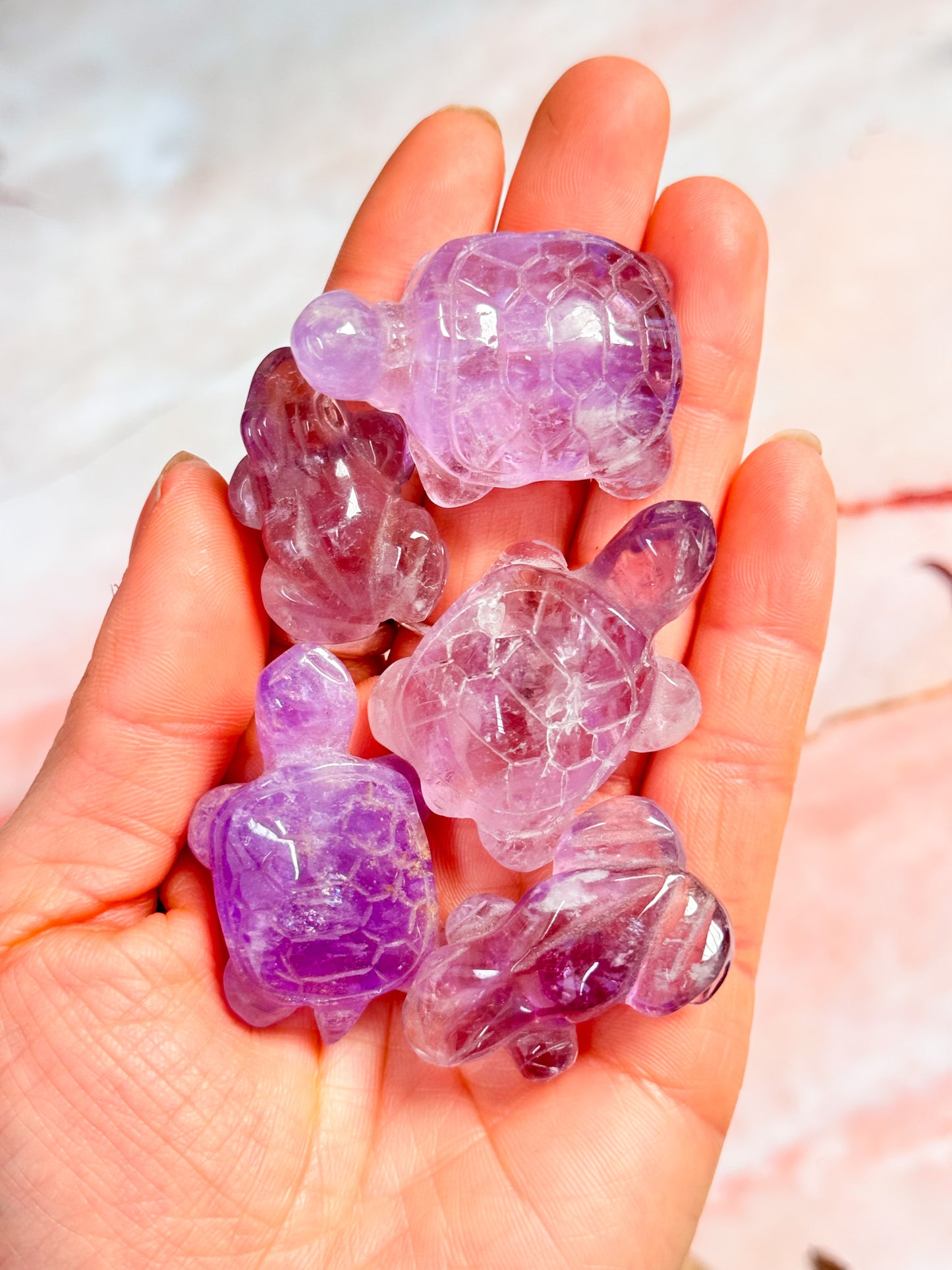 Amethyst Frog and Turtle Carvings