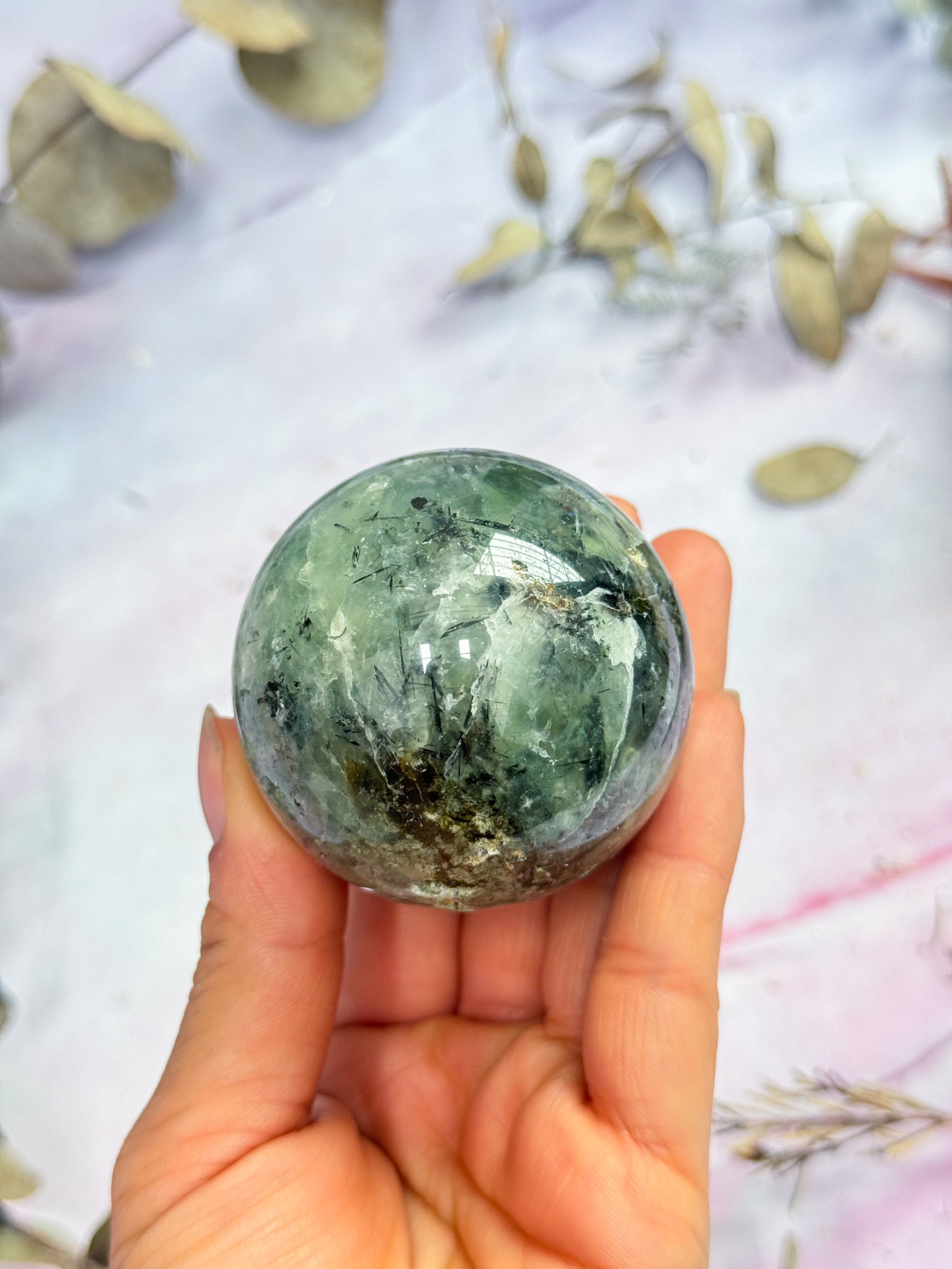 Prehnite with Epidote Sphere