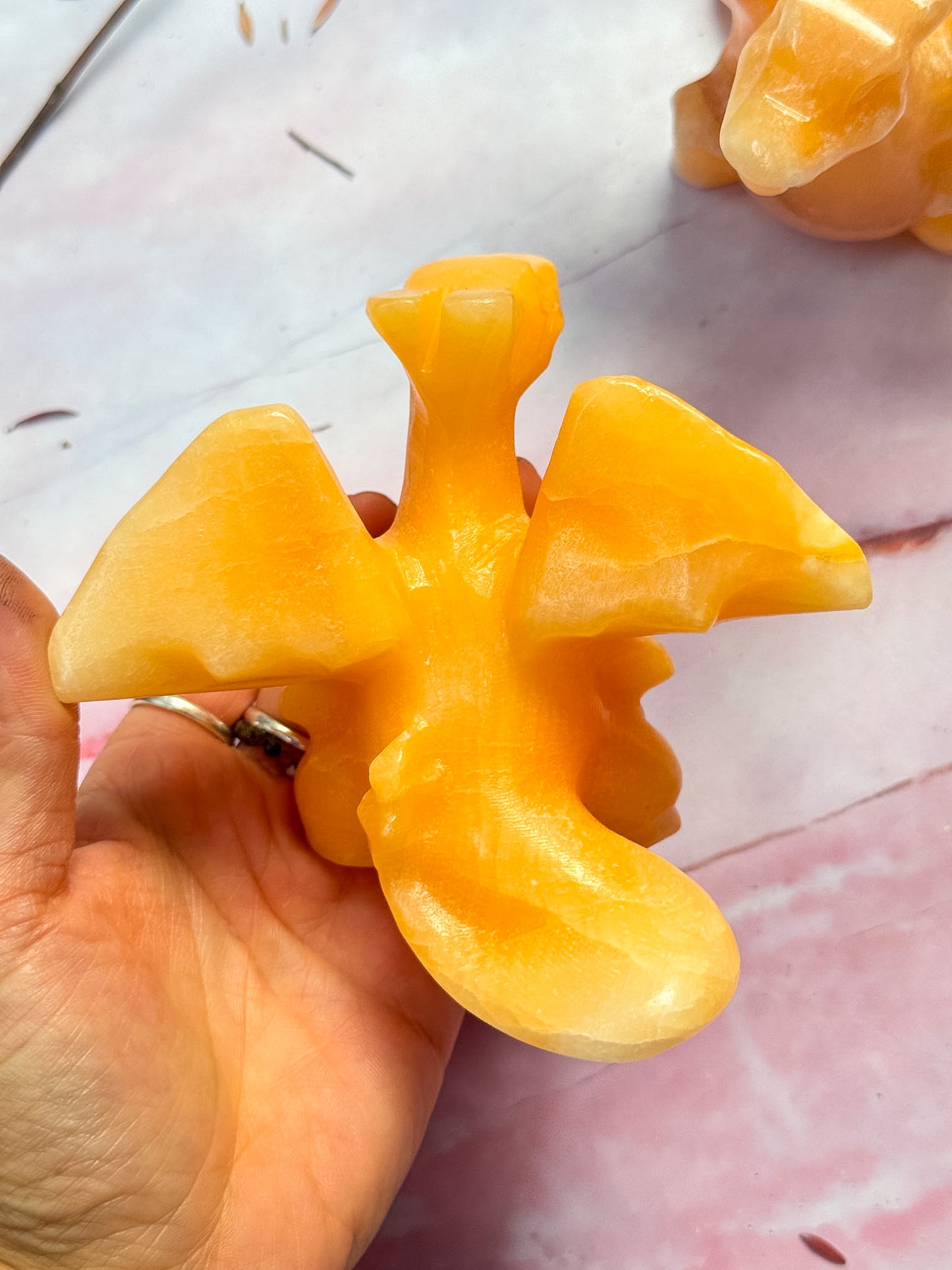 Yellow Calcite Charizard Carvings