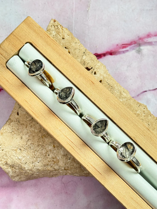 Black Rutilated Quartz Rings