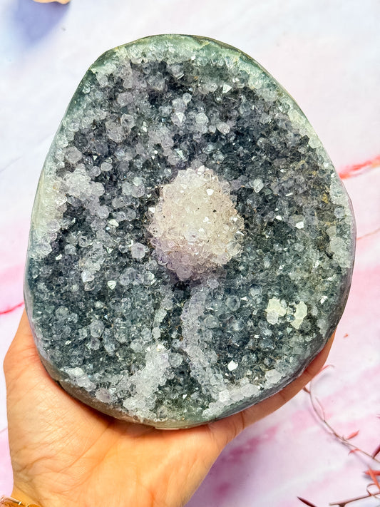 Amethyst Cluster with Calcite Ball