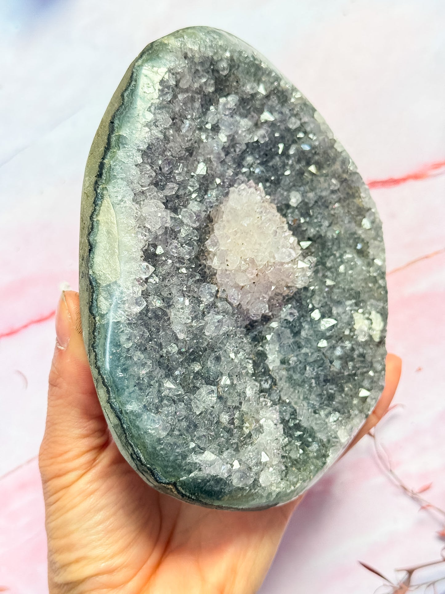Amethyst Cluster with Calcite Ball