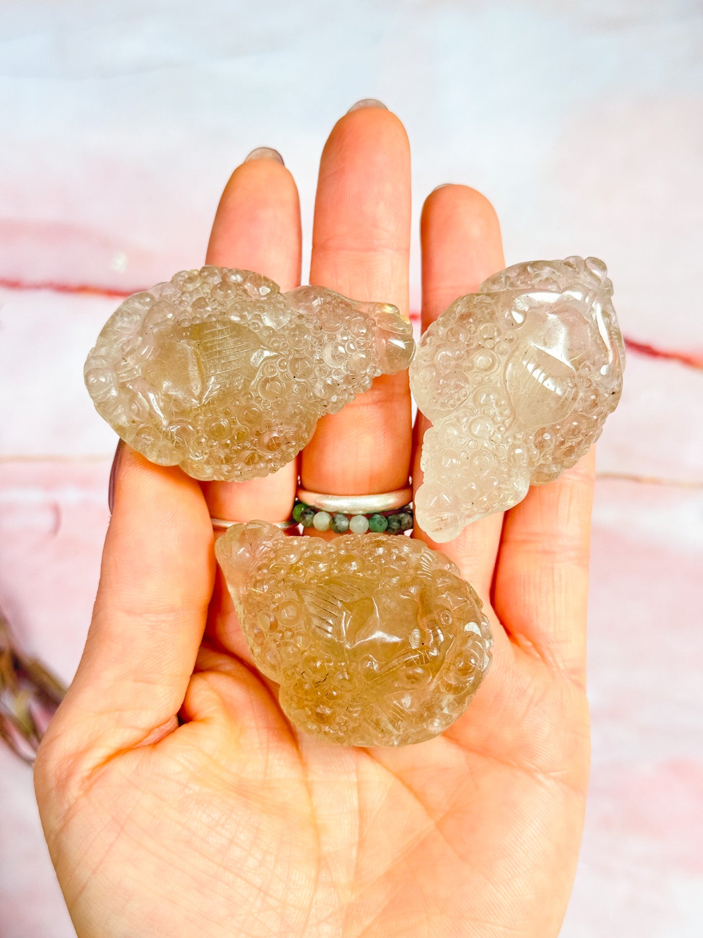 Gold Rutile Pixiu Carvings