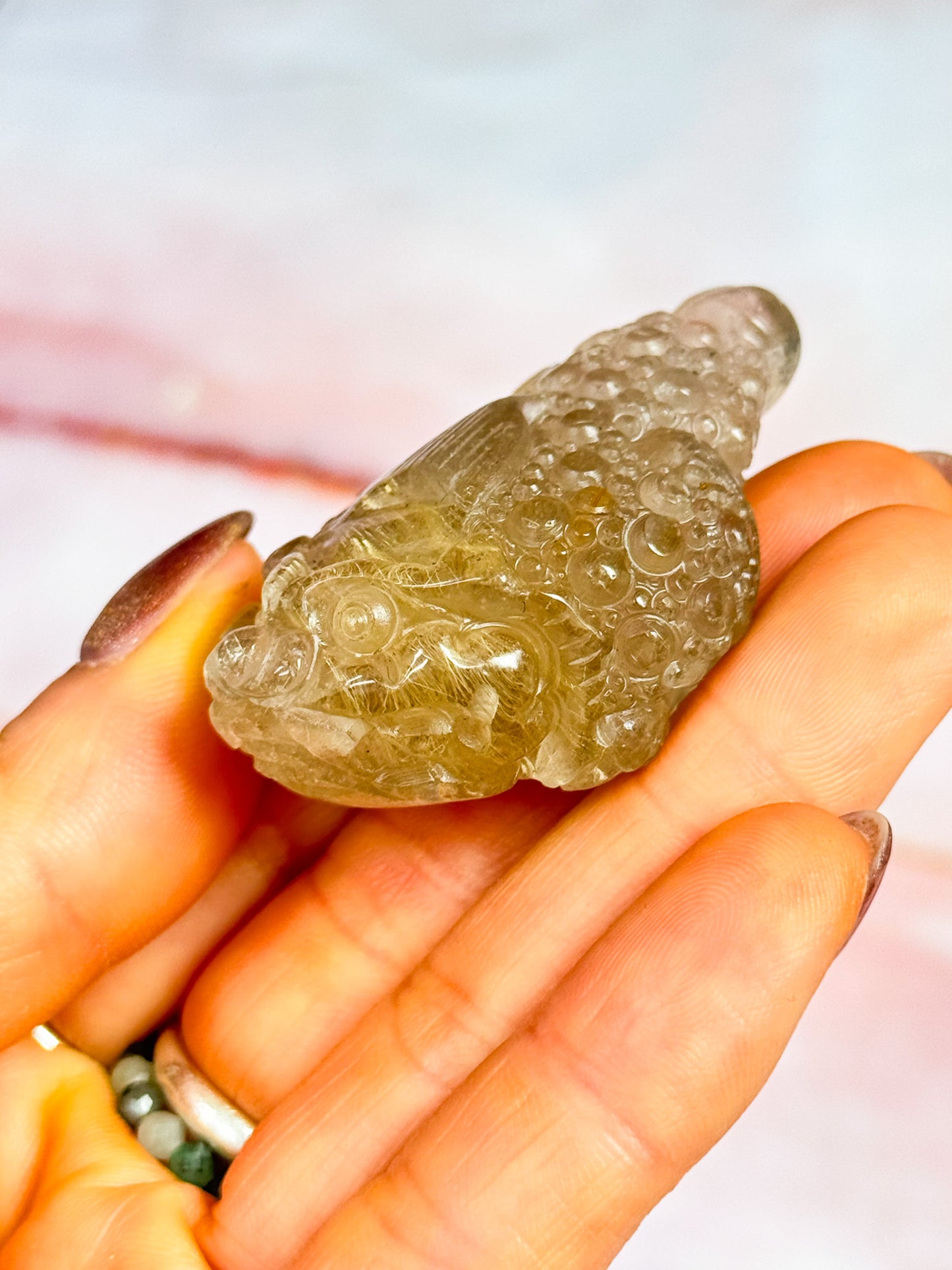 Gold Rutile Pixiu Carvings