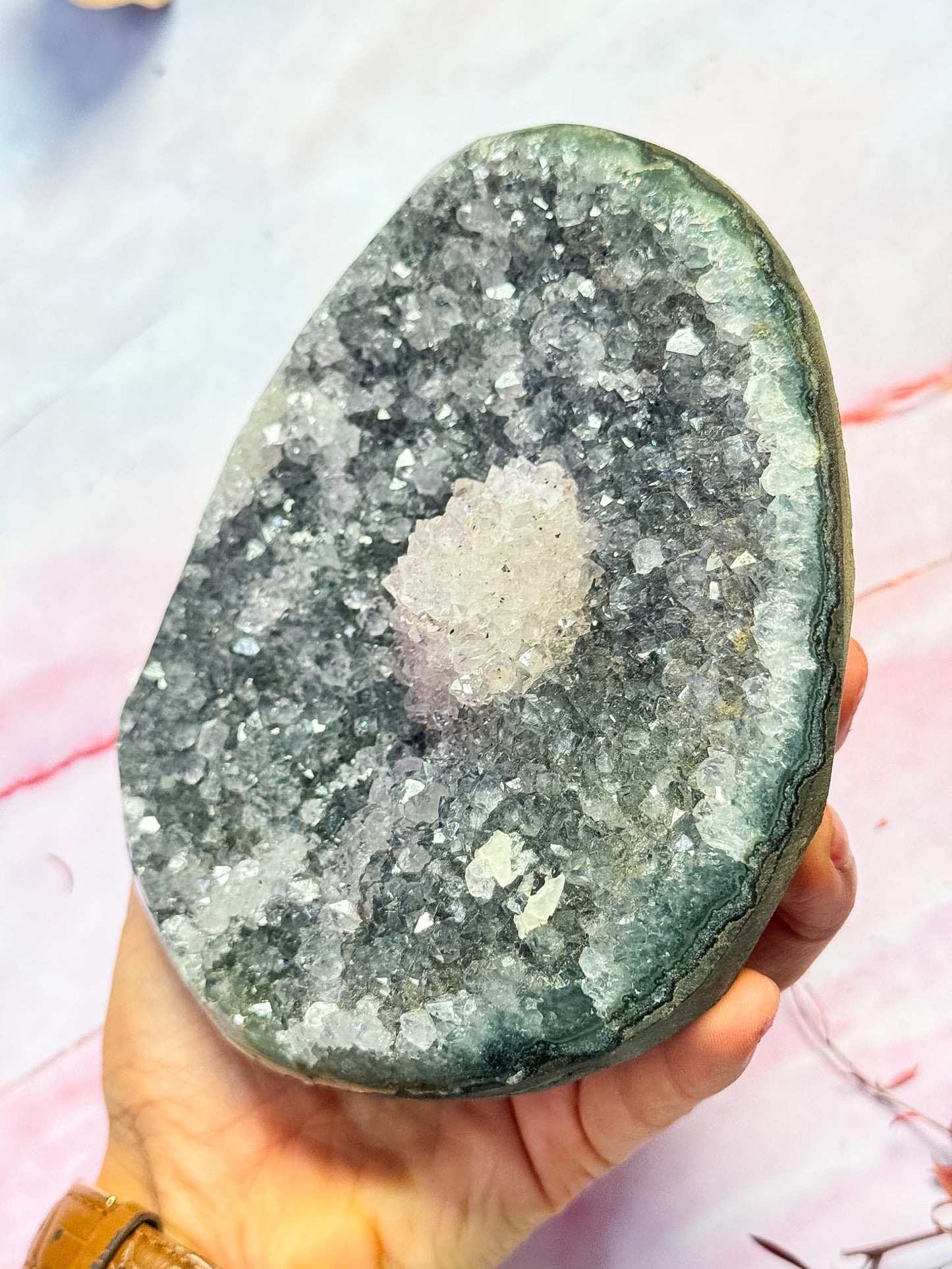 Amethyst Cluster with Calcite Ball