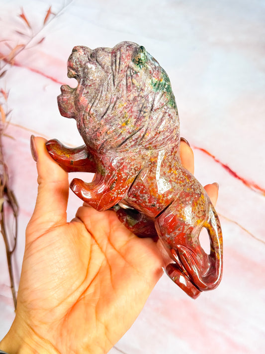 Ocean Jasper Lion Carving