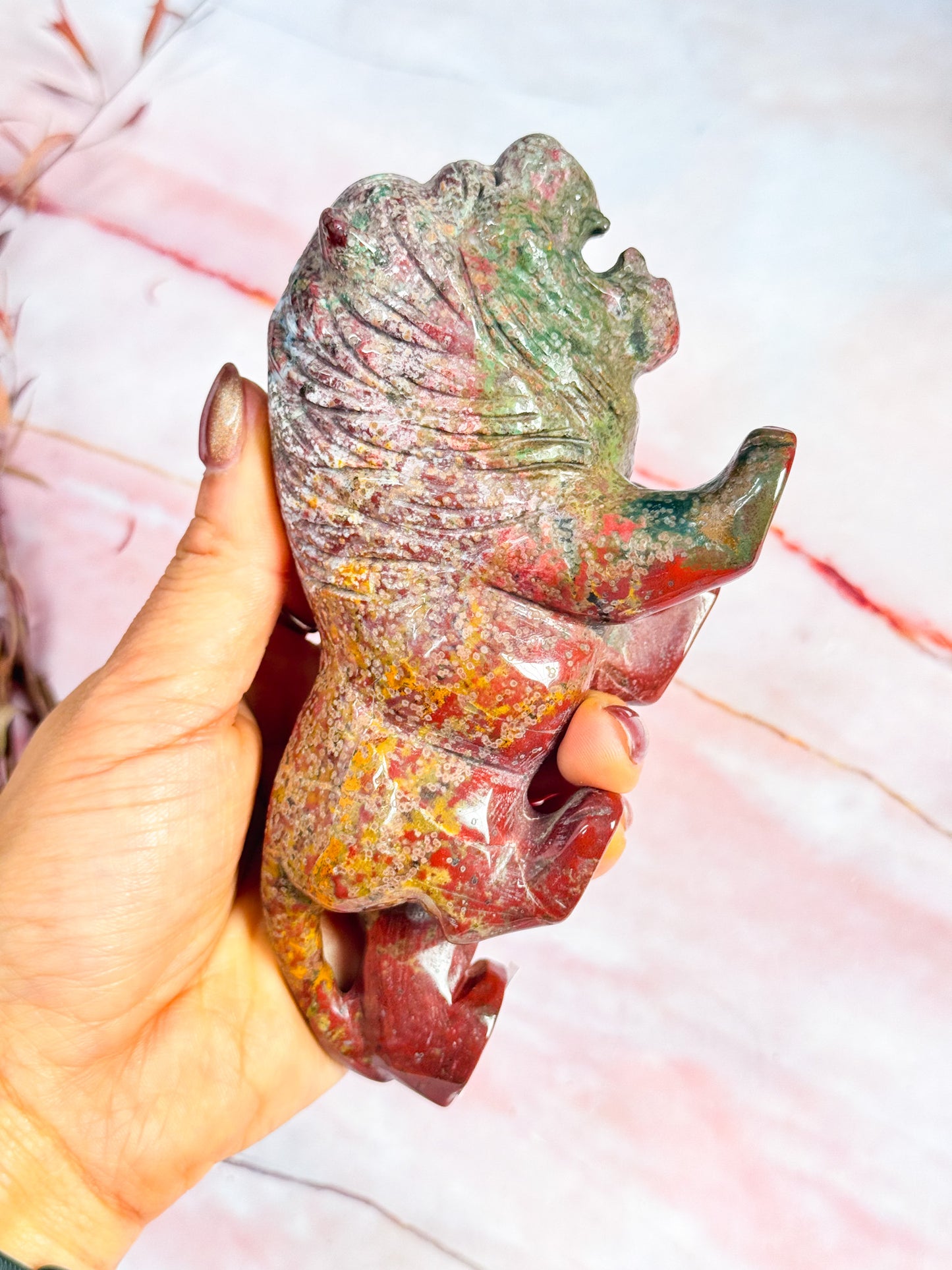 Ocean Jasper Lion Carving