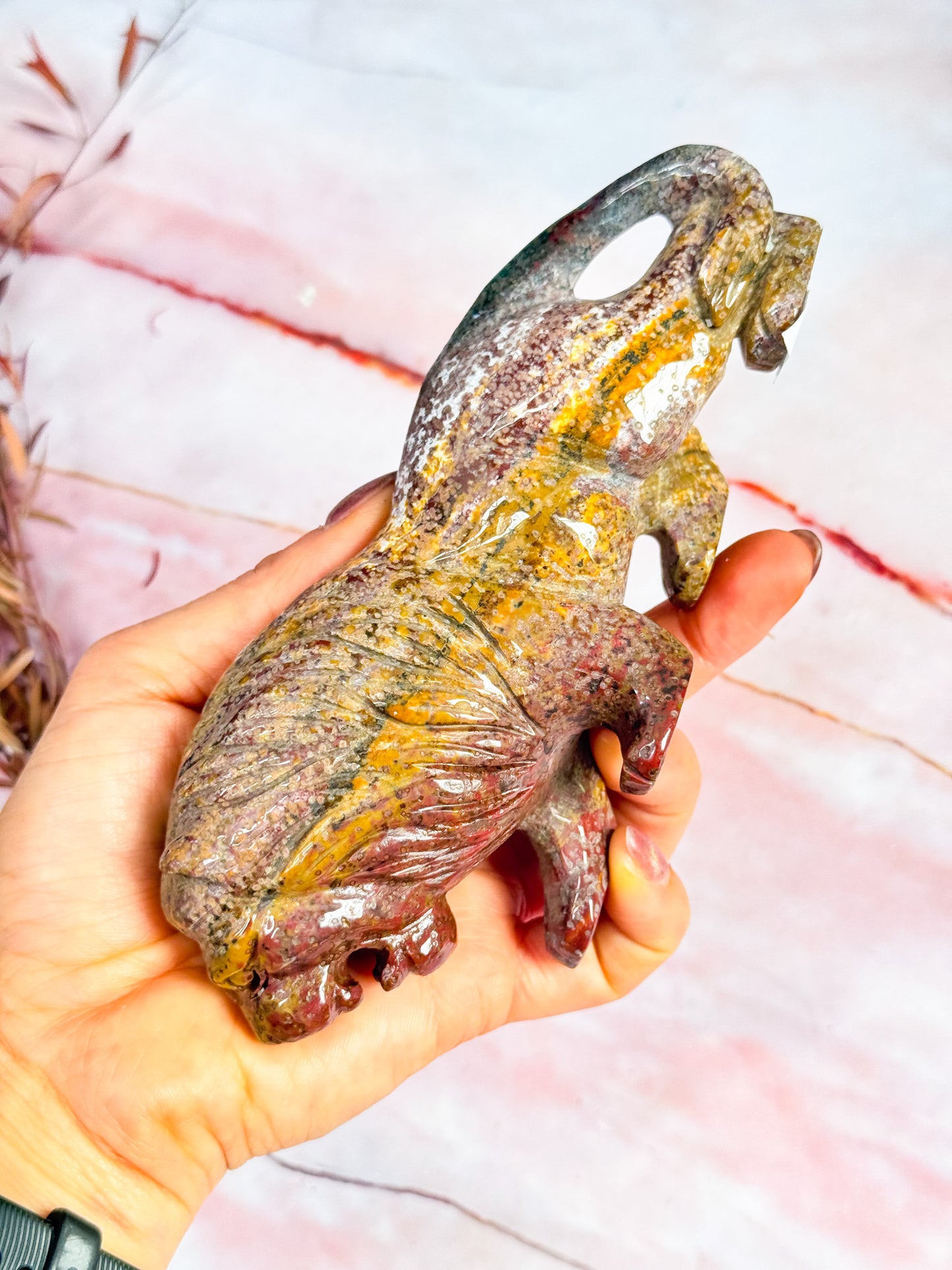 Ocean Jasper Lion Carving