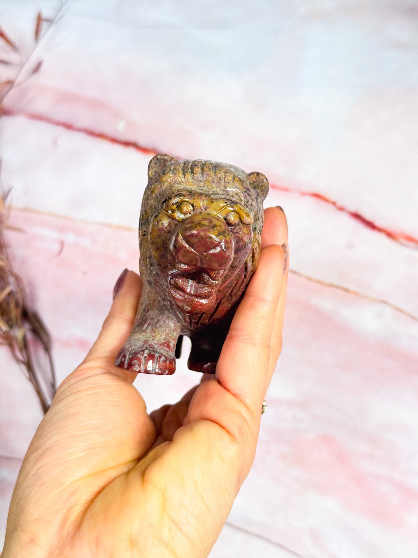 Ocean Jasper Lion Carving