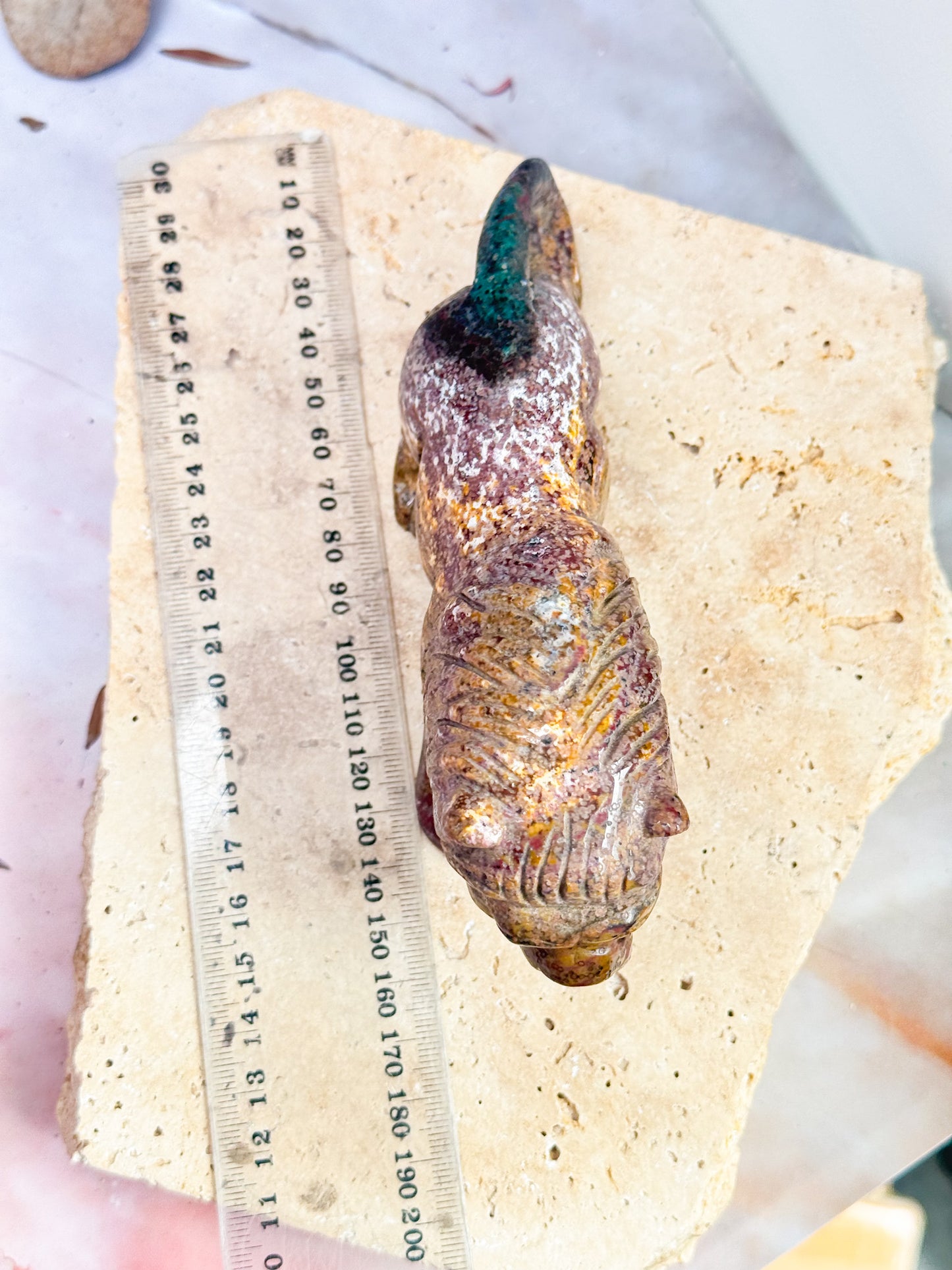 Ocean Jasper Lion Carving