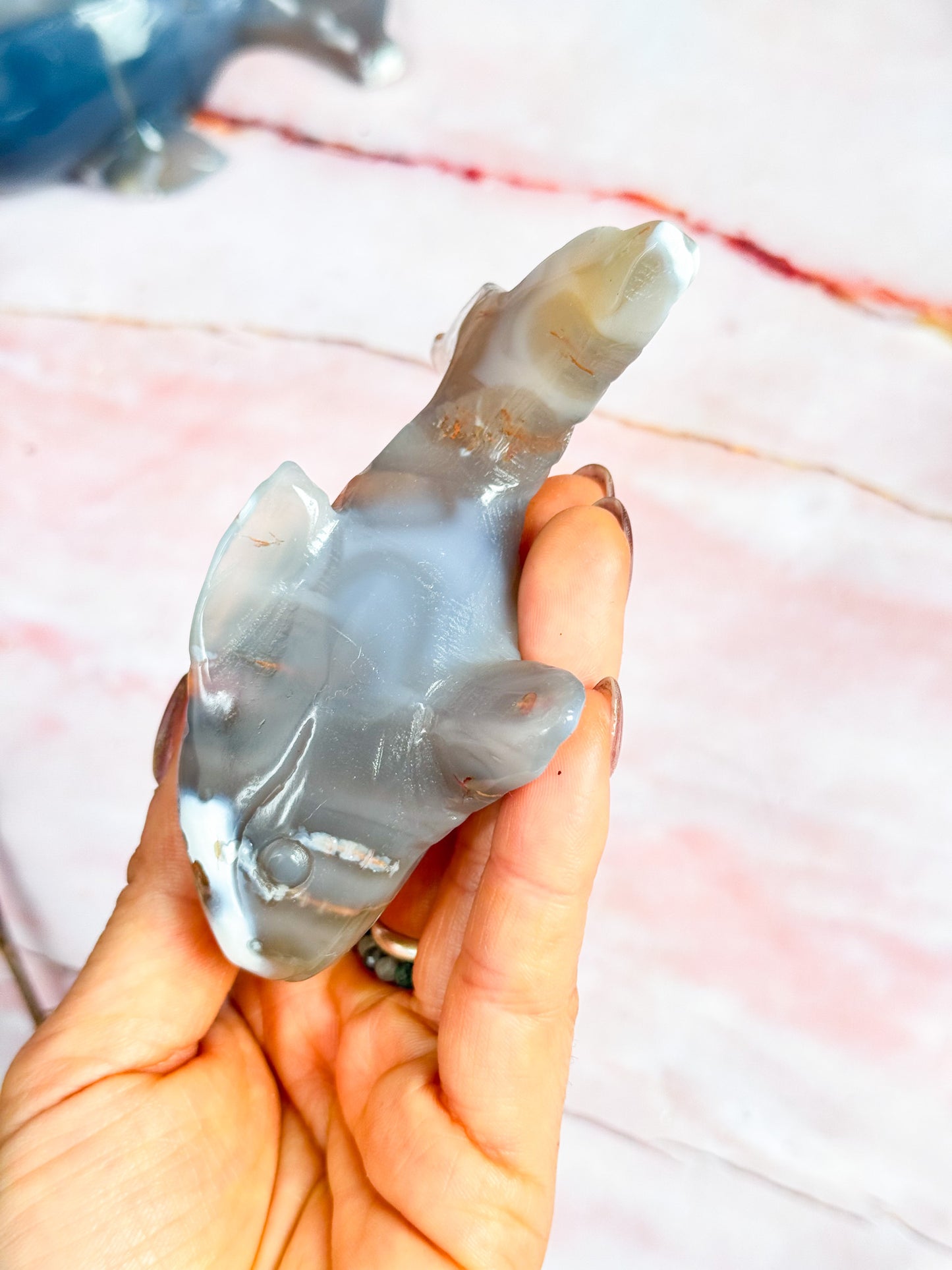Orca Agate Dolphin Carving