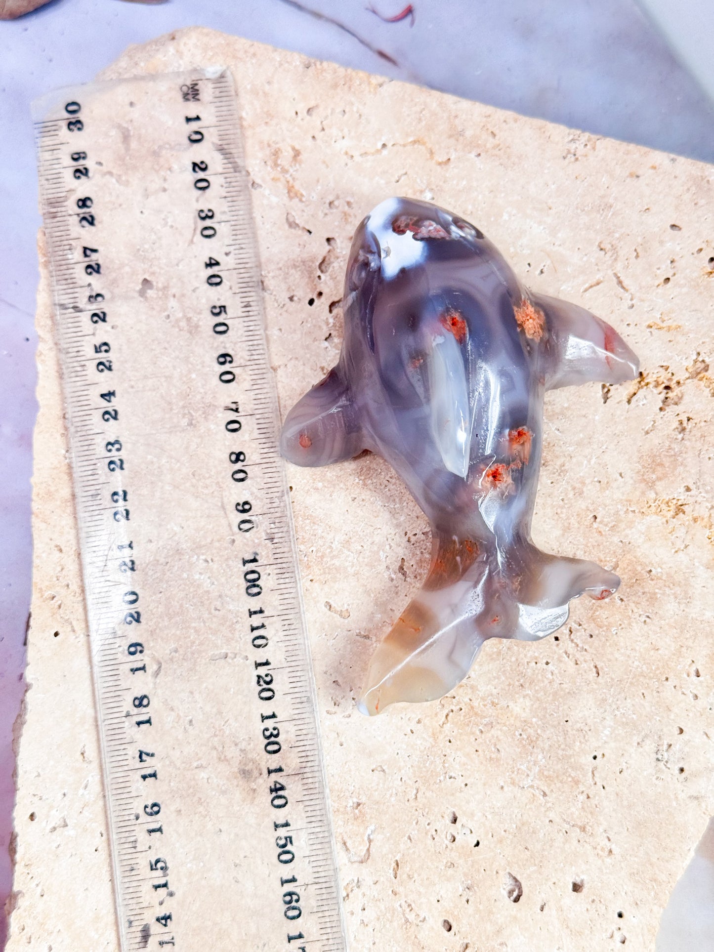 Orca Agate Dolphin Carving