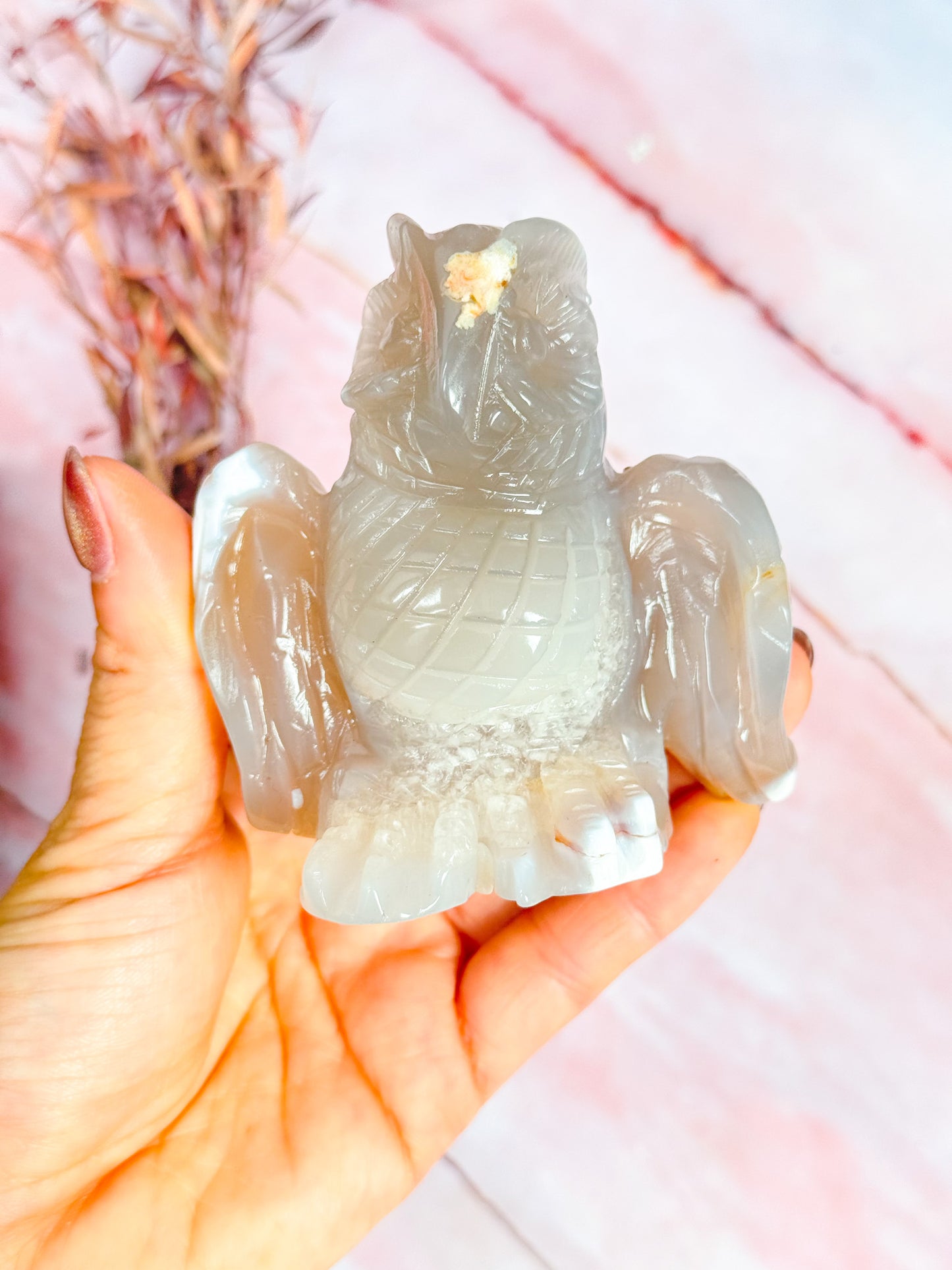 Orca Agate Owl Carving