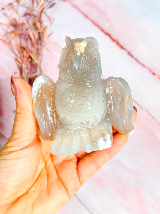 Orca Agate Owl Carving