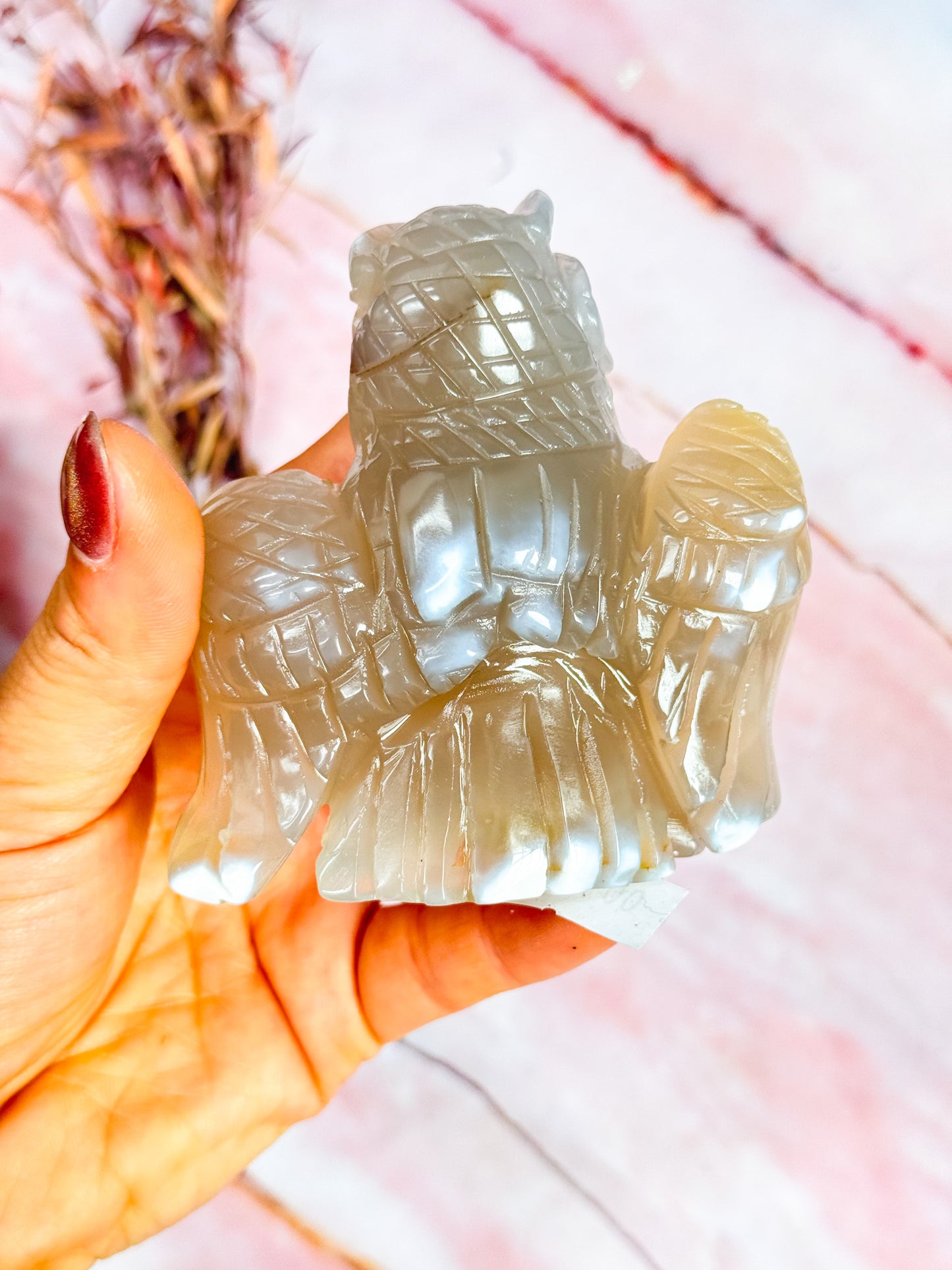 Orca Agate Owl Carving