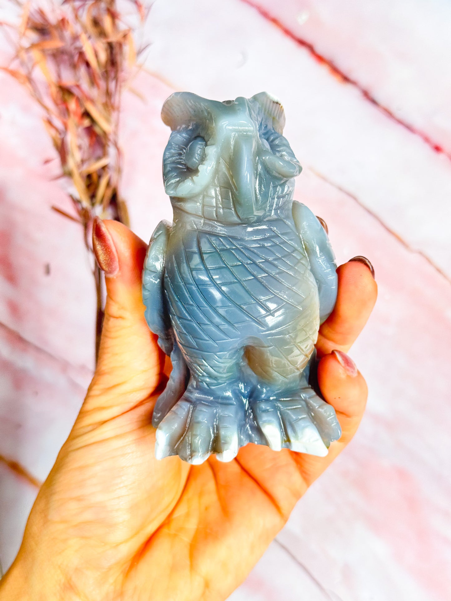 Orca Agate Owl Carving
