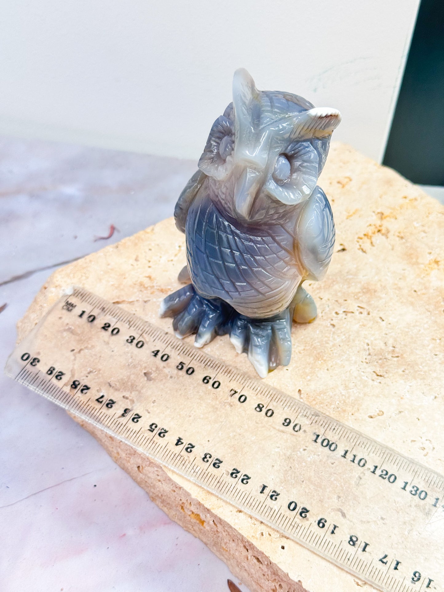 Orca Agate Owl Carving