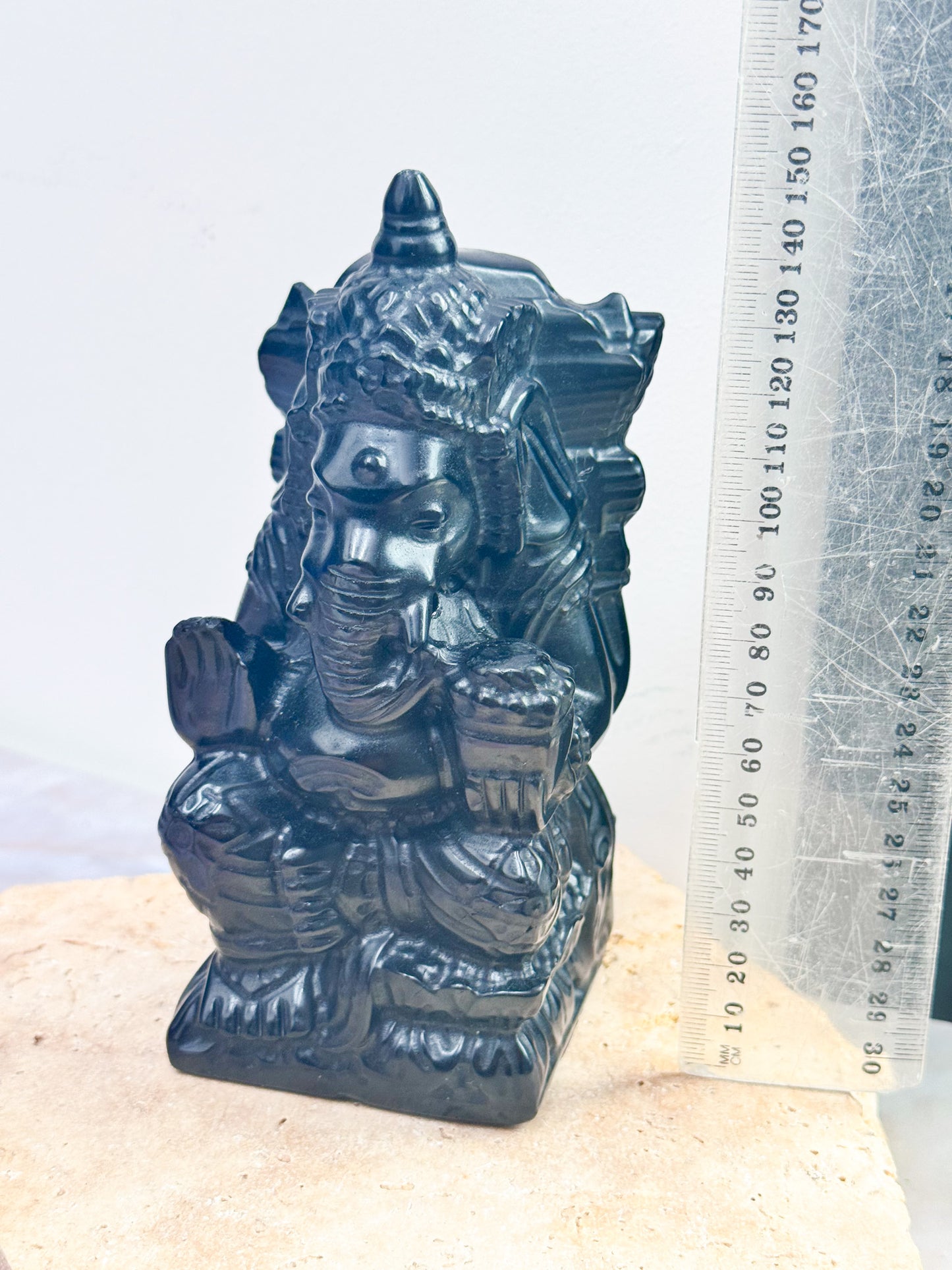 Obsidian Ganesha Carving