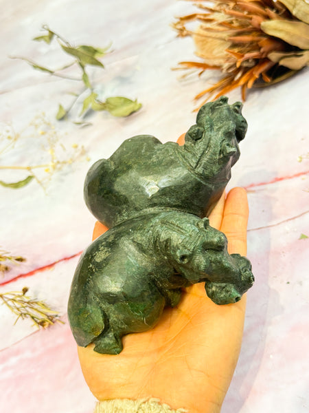 Variscite Double Hippo Carving