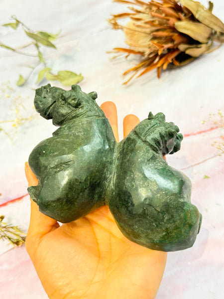 Variscite Double Hippo Carving