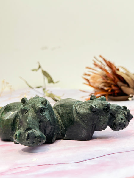 Variscite Double Hippo Carving