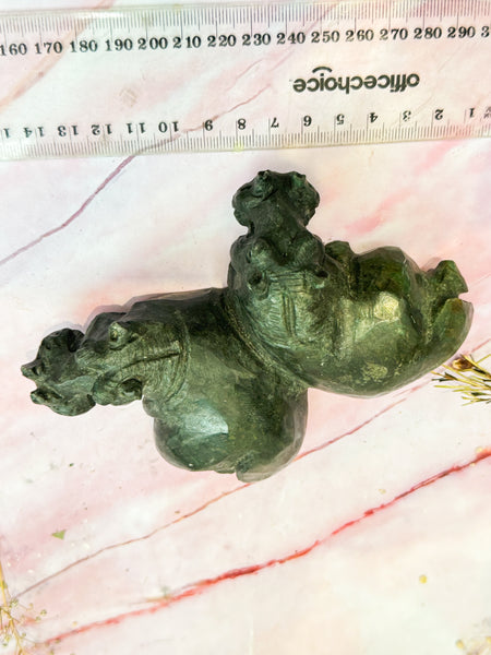 Variscite Double Hippo Carving