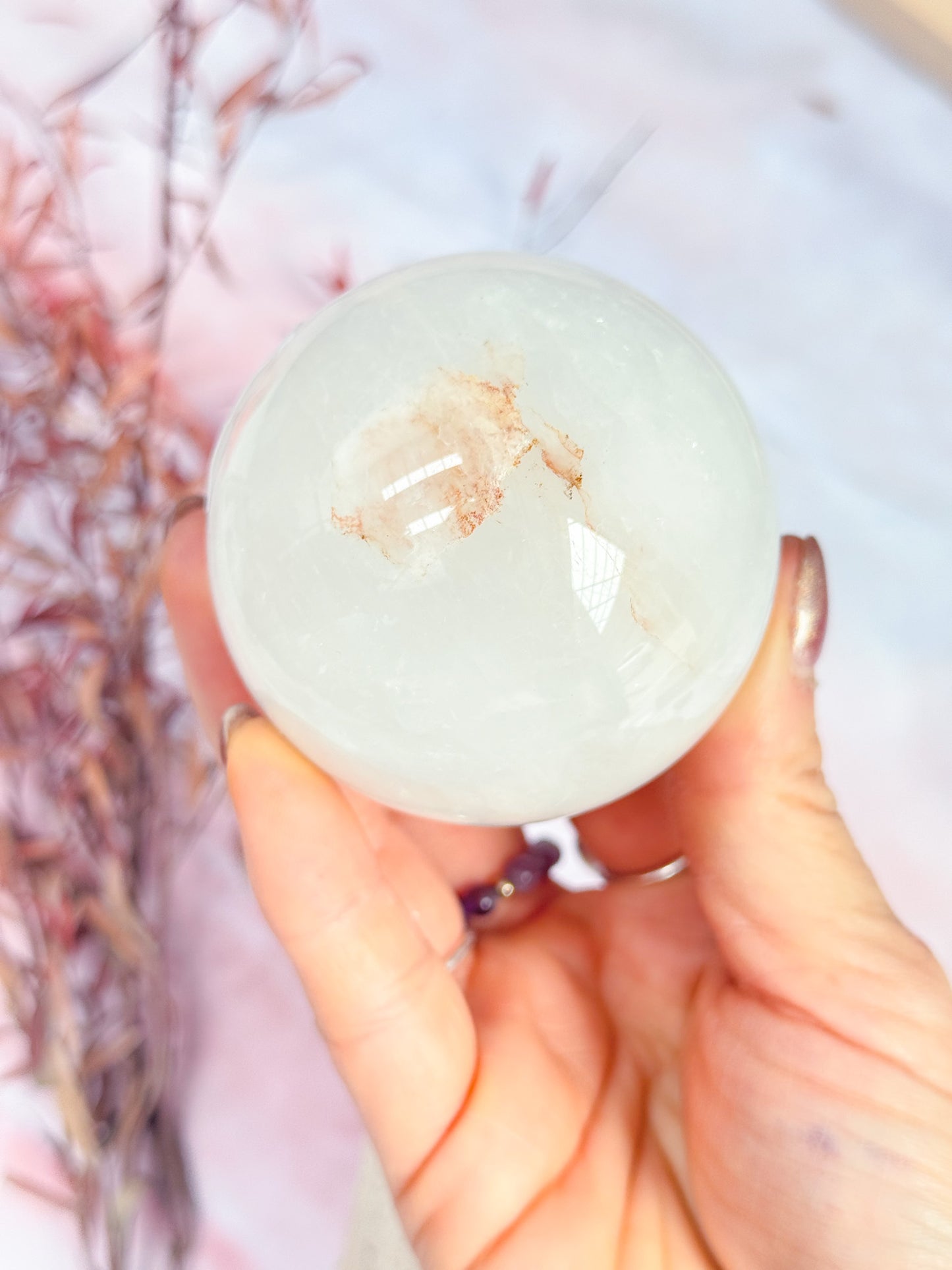 Tourmilated Quartz Sphere