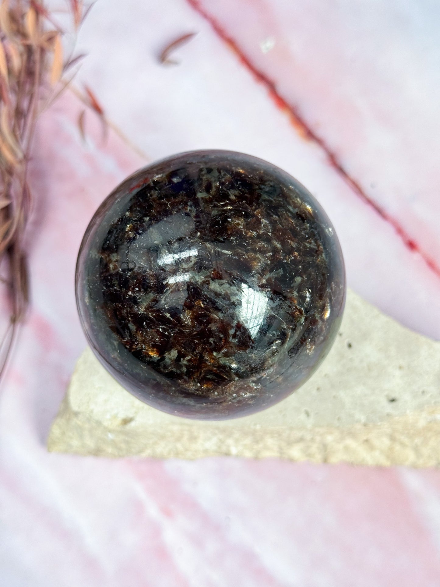Garnet with Tourmaline and Mica Sphere