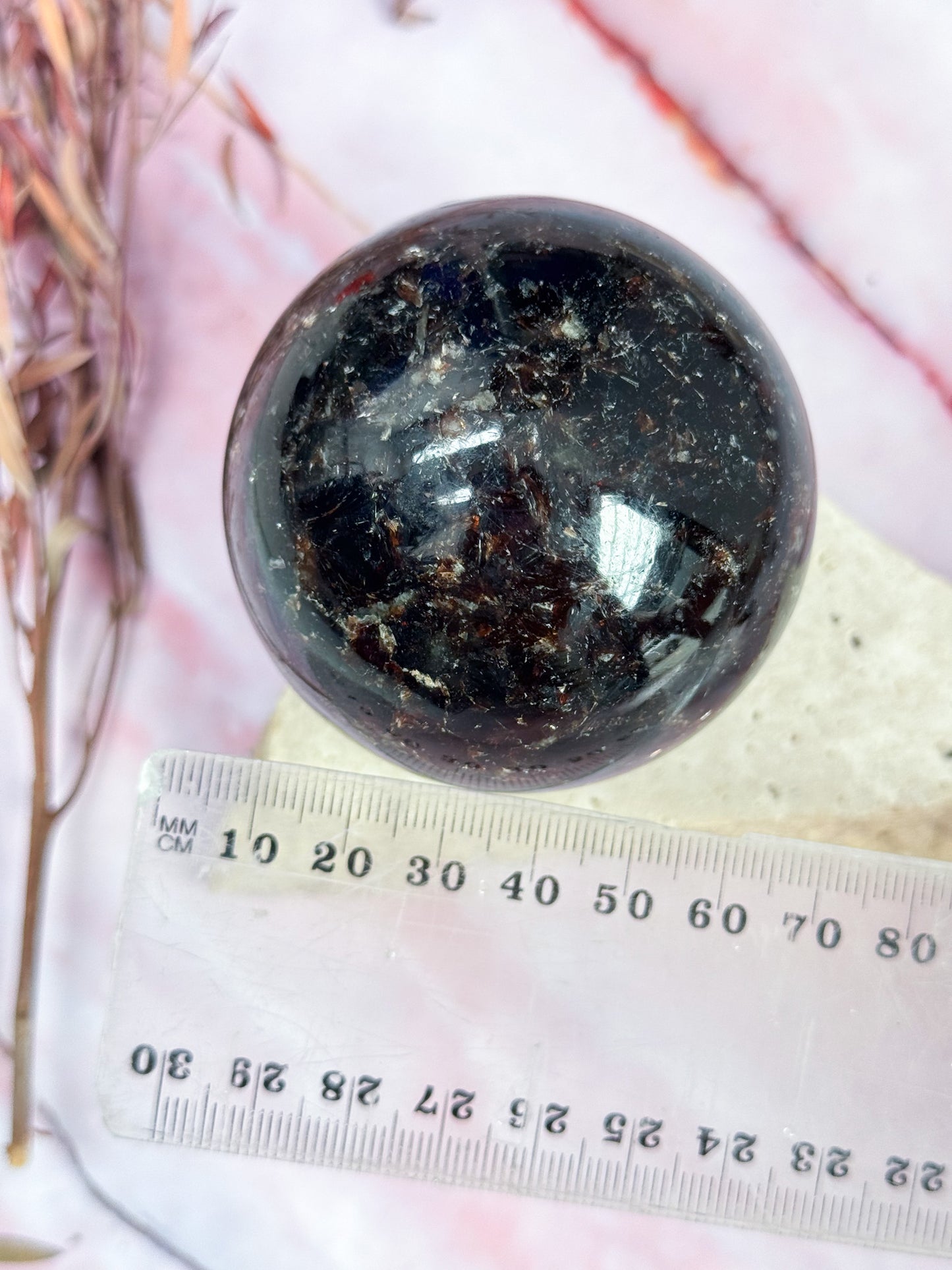 Garnet with Tourmaline and Mica Sphere