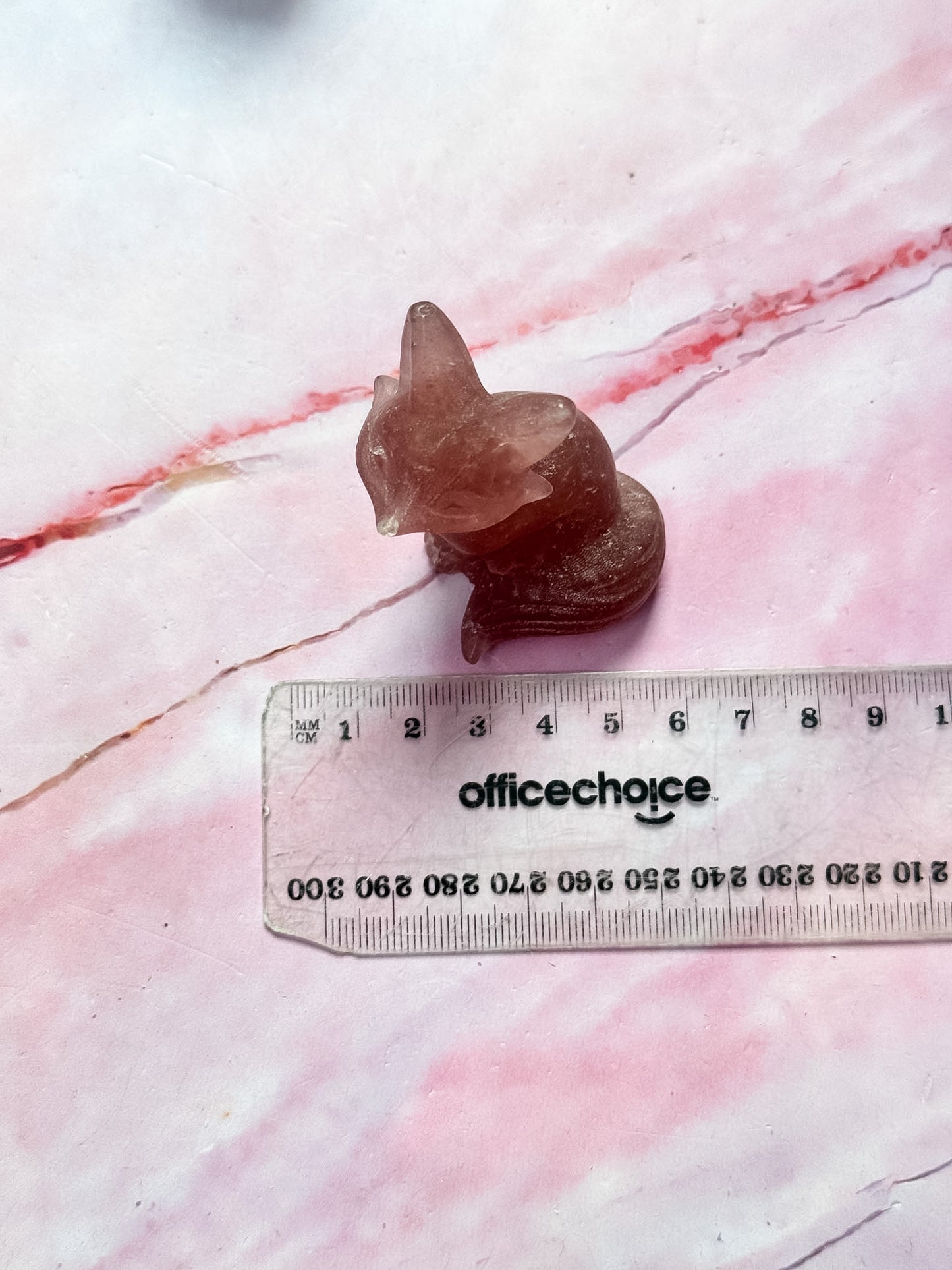 Strawberry Quartz Fox Carvings
