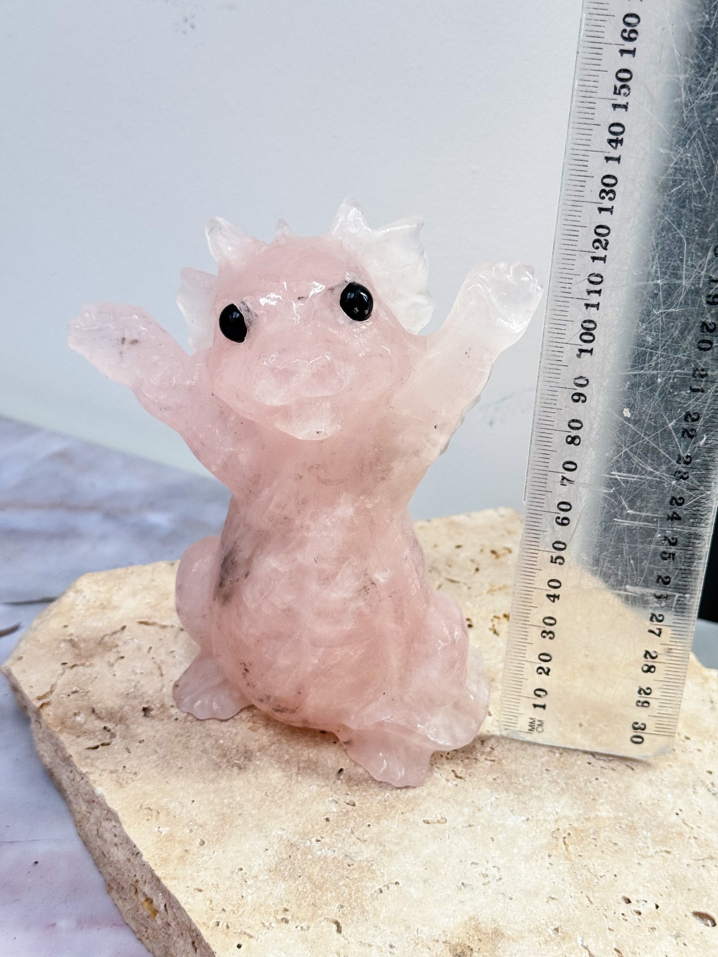 Rose Quartz Dragon Carving