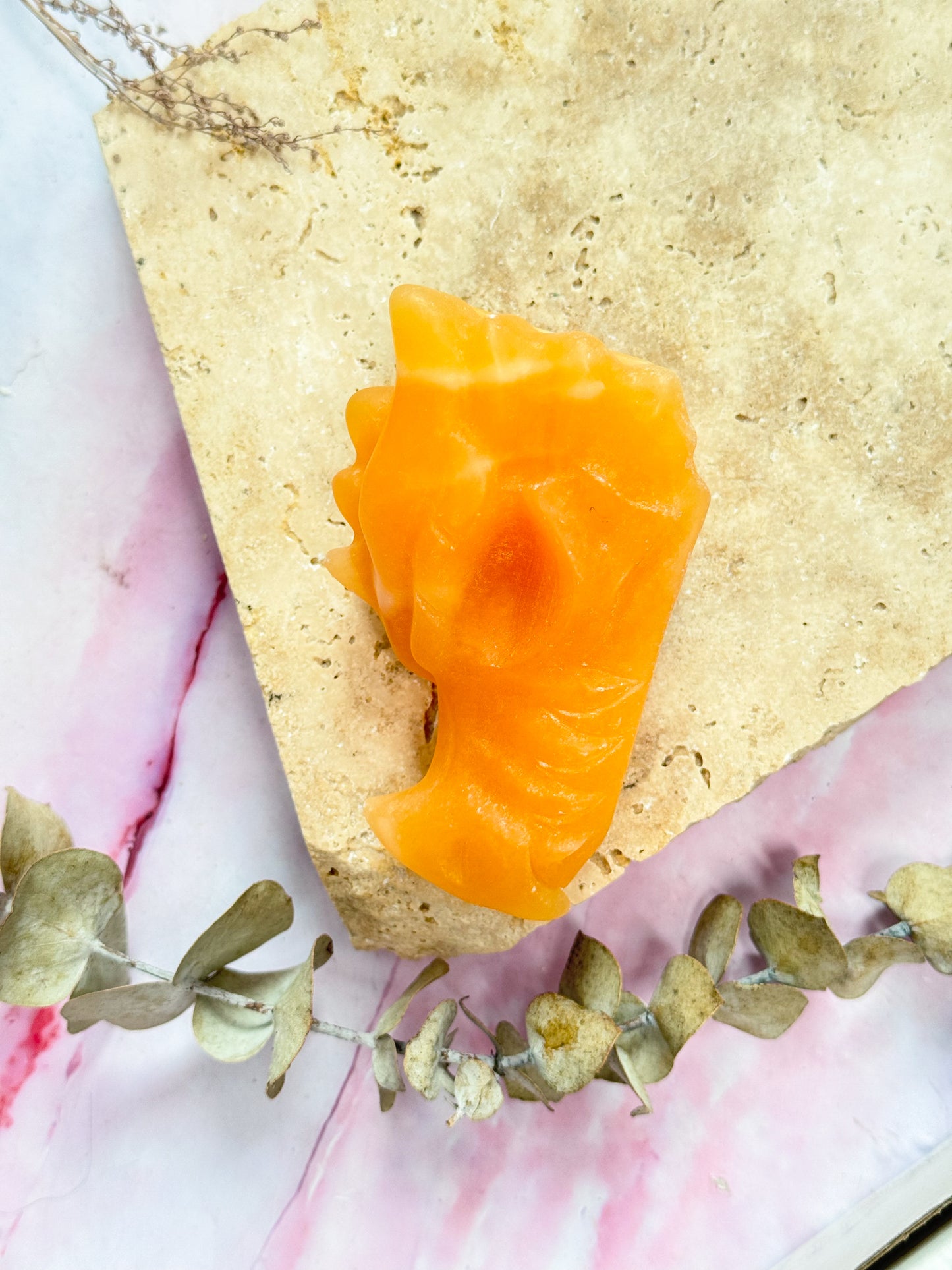 Orange Calcite Dragon Head