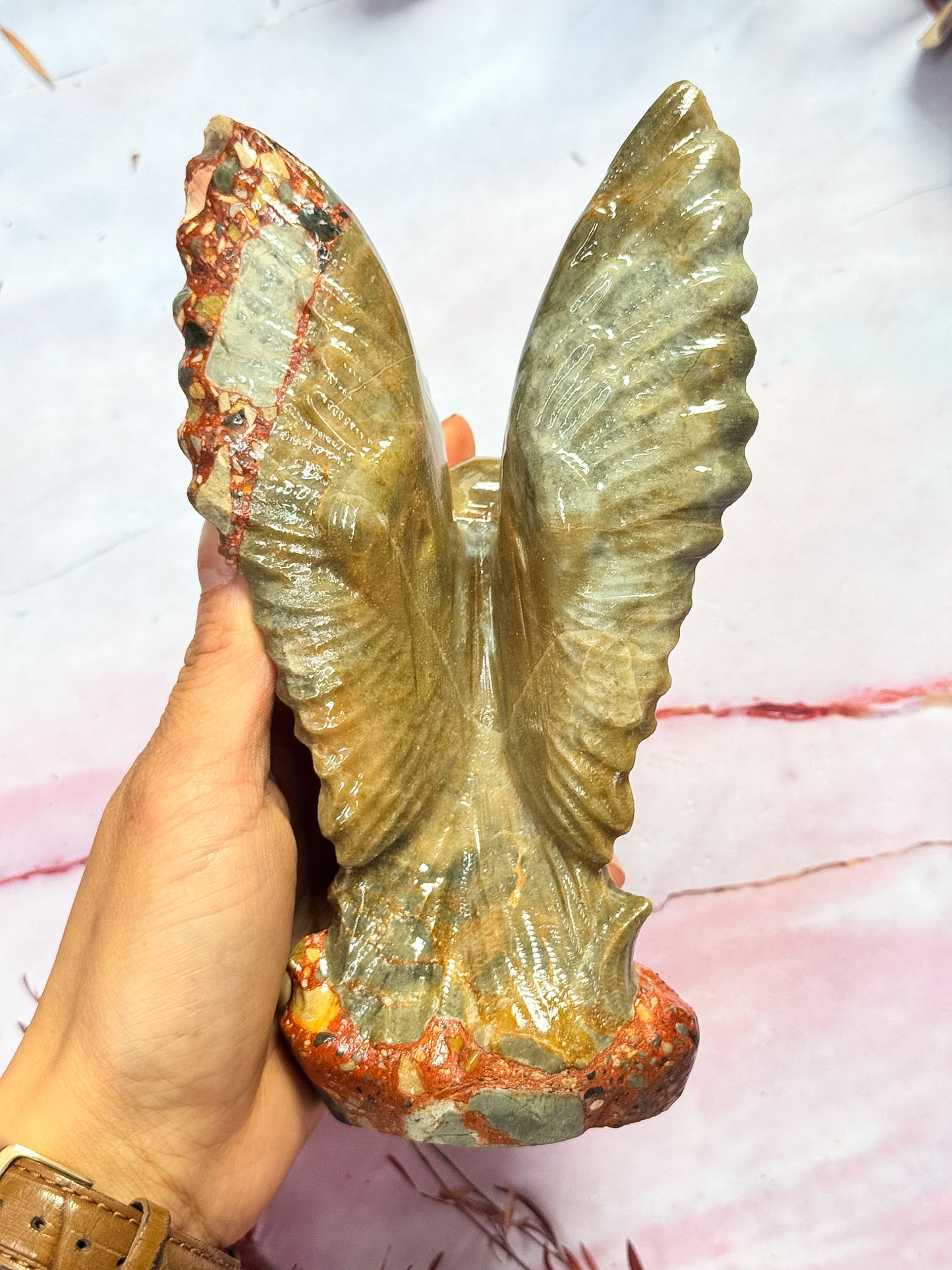 Brecciated Jasper Angel Carving