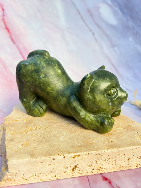 Serpentine Cat Carving