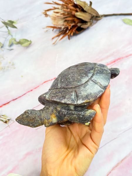 Lepidolite Turtle Carving