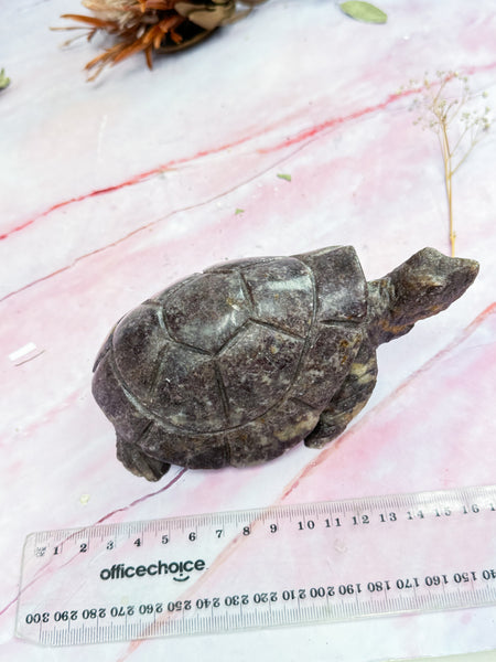 Lepidolite Turtle Carving