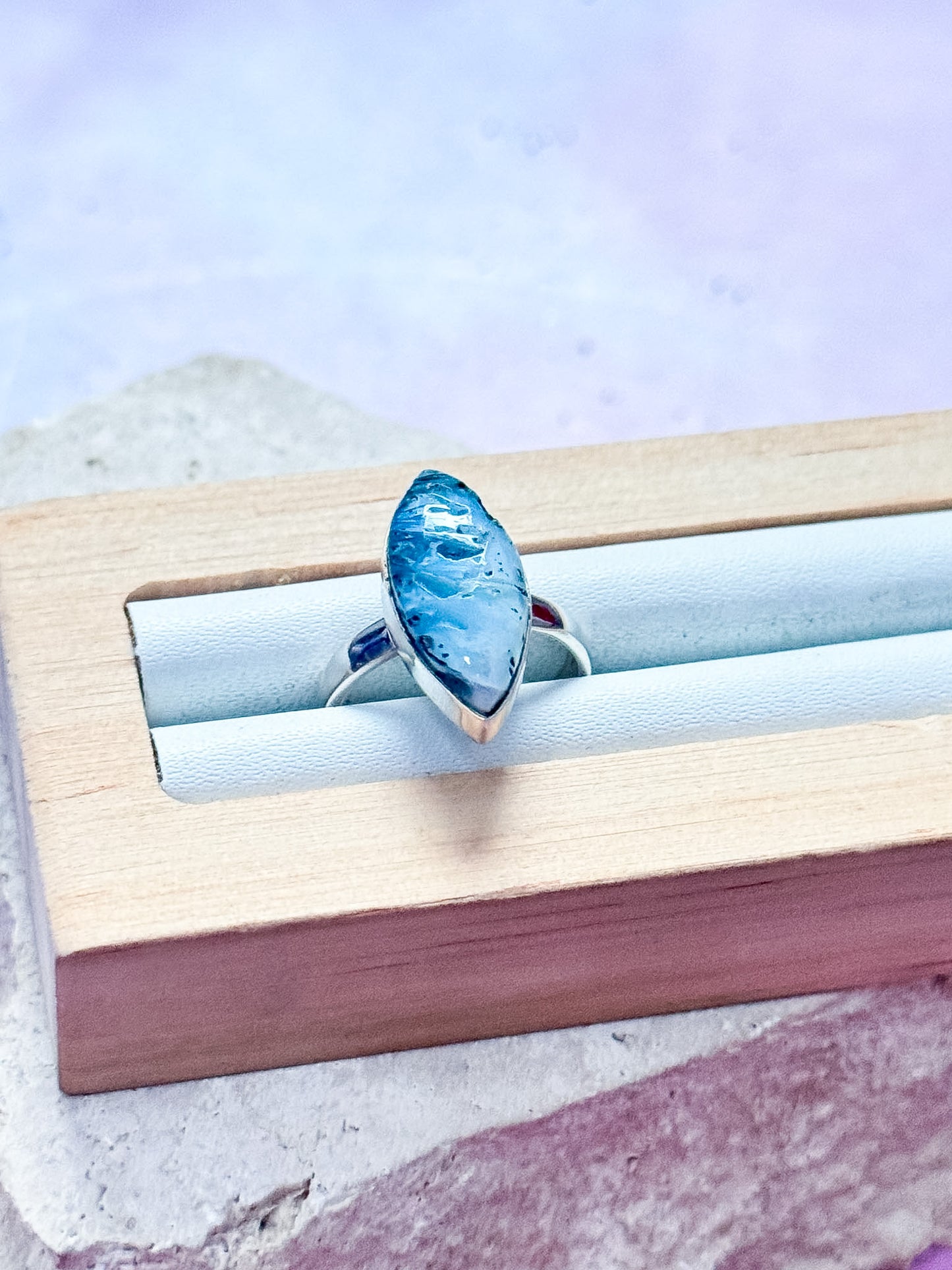 Blue Ice Glacerite Ring - Size 6